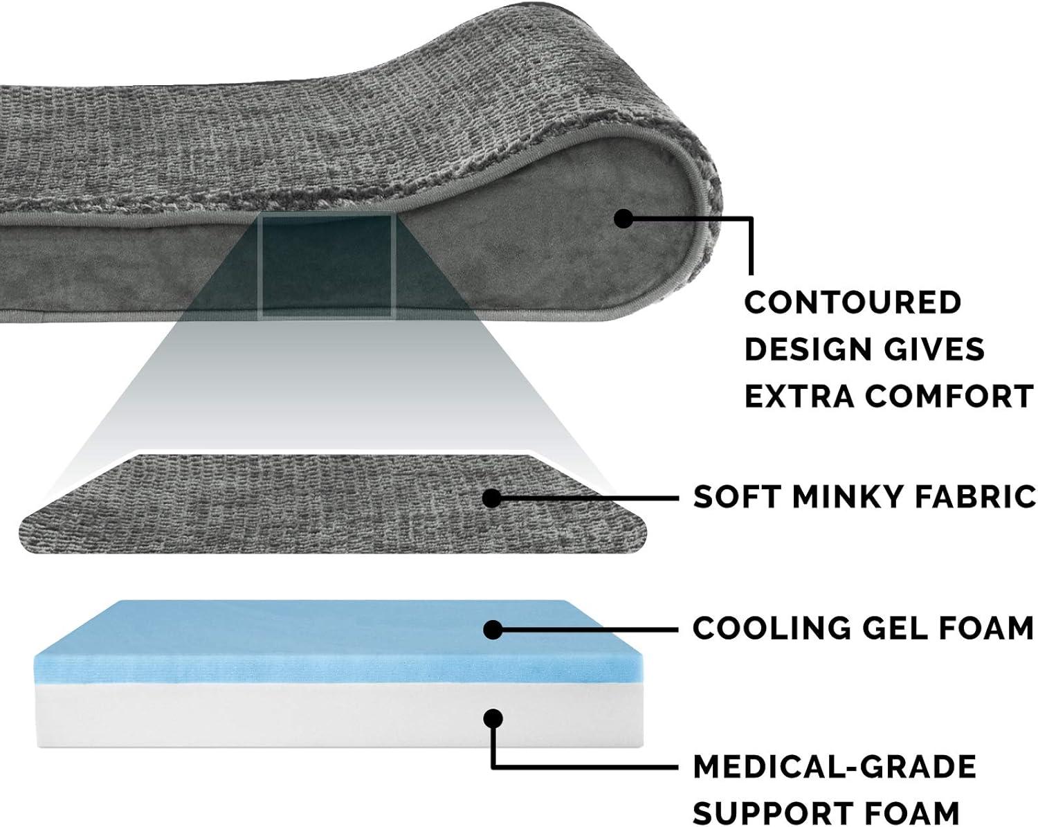 imageFurhaven Cooling Gel Dog Bed for LargeMedium Dogs w Removable Washable Cover For Dogs Up to 38 lbs Ultra Plush Faux Fur ampamp Suede Luxe Lounger Contour Mattress Gray LargeMinky Plush Velvet Gray