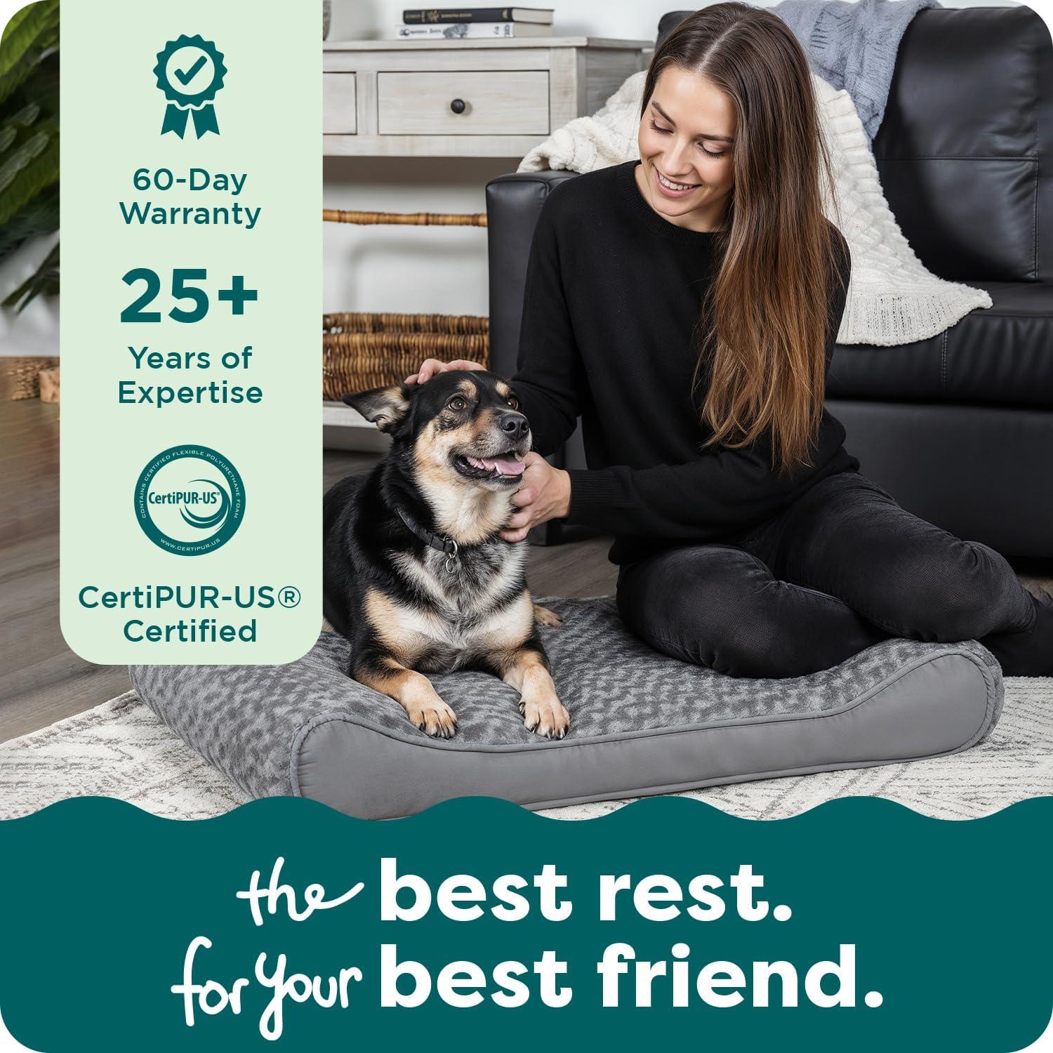 imageFurhaven Cooling Gel Dog Bed for LargeMedium Dogs w Removable Washable Cover For Dogs Up to 38 lbs Ultra Plush Faux Fur ampamp Suede Luxe Lounger Contour Mattress Gray LargeUltra Plush Gray