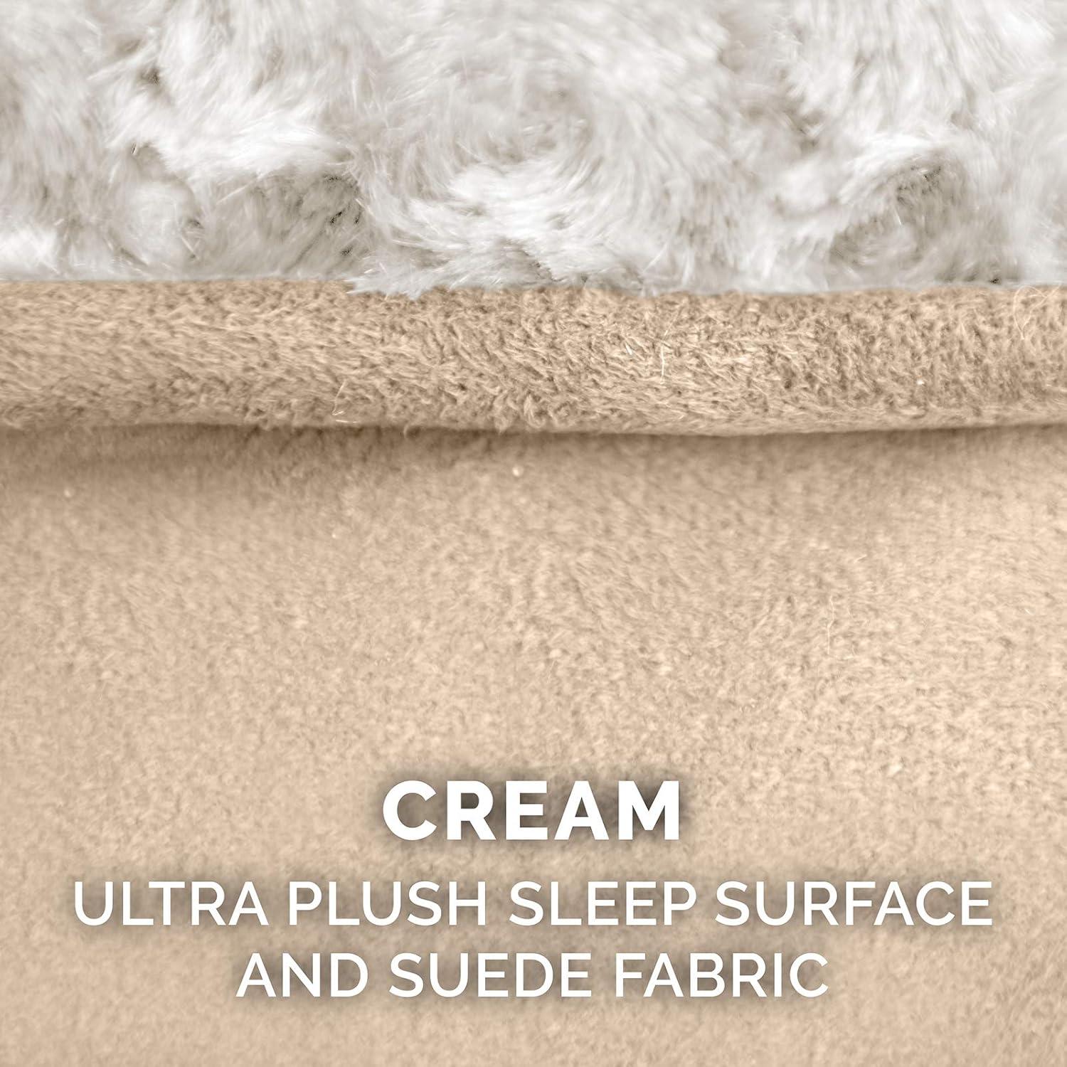 imageFurhaven Cooling Gel Dog Bed for LargeMedium Dogs w Removable Washable Cover For Dogs Up to 38 lbs Ultra Plush Faux Fur ampamp Suede Luxe Lounger Contour Mattress Gray LargeUltra Plush Cream