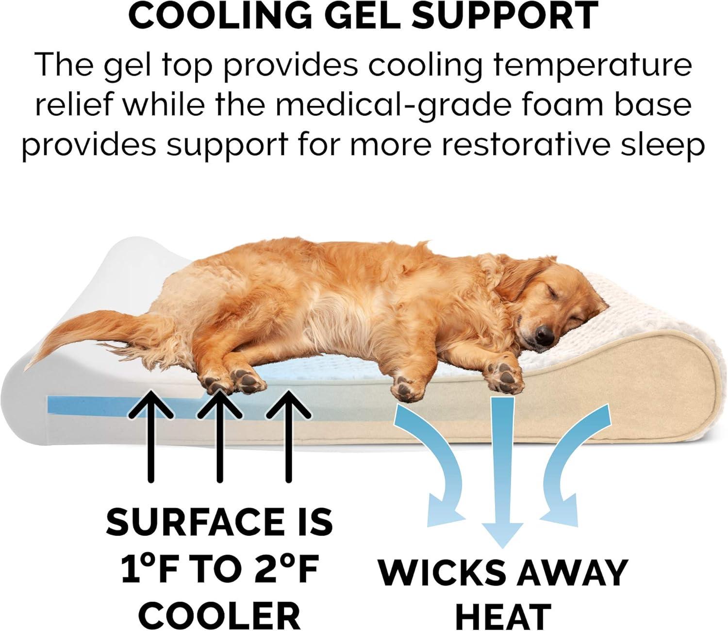 imageFurhaven Cooling Gel Dog Bed for LargeMedium Dogs w Removable Washable Cover For Dogs Up to 38 lbs Ultra Plush Faux Fur ampamp Suede Luxe Lounger Contour Mattress Gray LargeUltra Plush Cream
