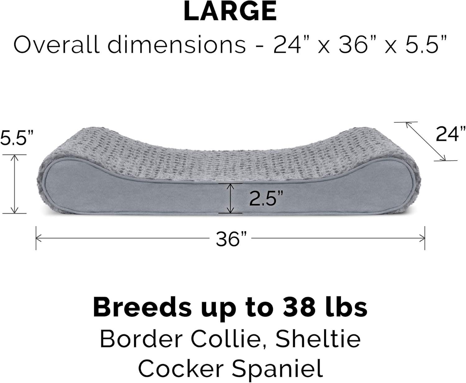 imageFurhaven Cooling Gel Dog Bed for LargeMedium Dogs w Removable Washable Cover For Dogs Up to 38 lbs Ultra Plush Faux Fur ampamp Suede Luxe Lounger Contour Mattress Gray LargeUltra Plush Gray