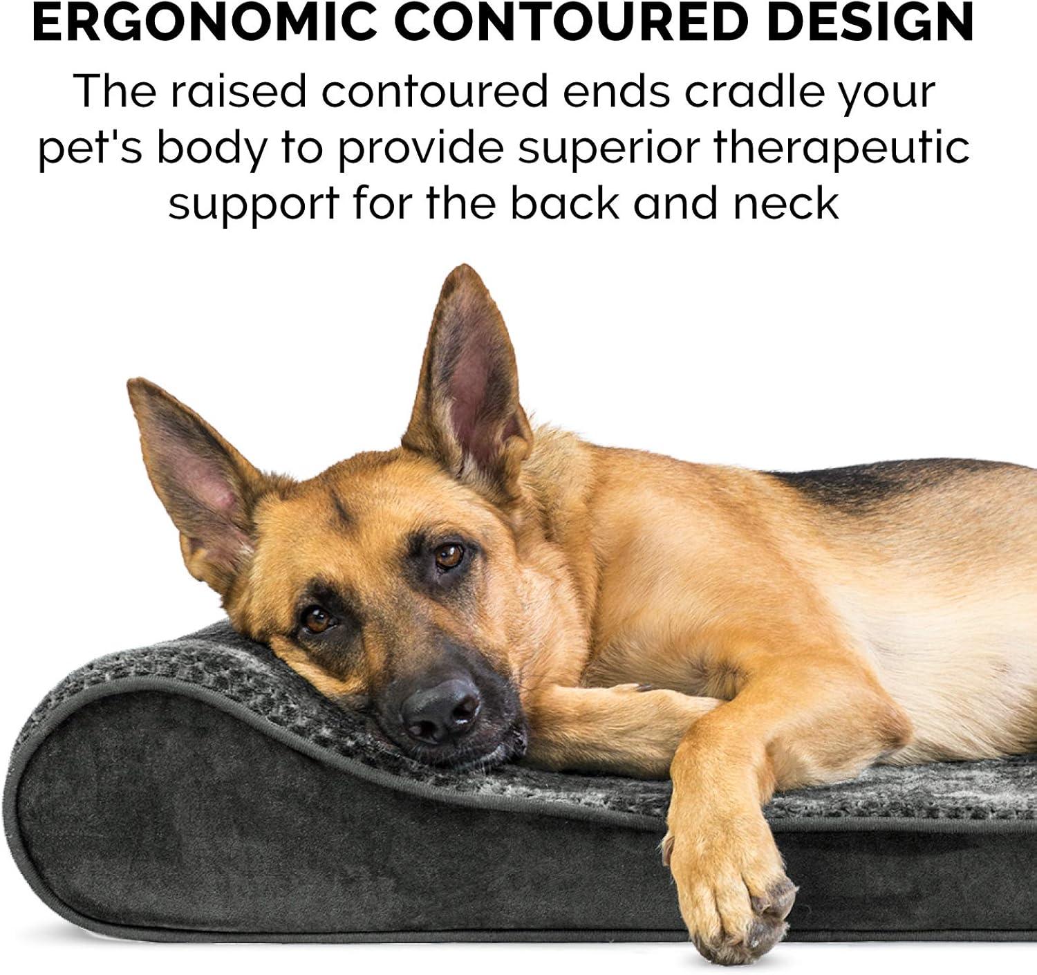 imageFurhaven Cooling Gel Dog Bed for LargeMedium Dogs w Removable Washable Cover For Dogs Up to 38 lbs Ultra Plush Faux Fur ampamp Suede Luxe Lounger Contour Mattress Gray LargeMinky Plush Velvet Gray