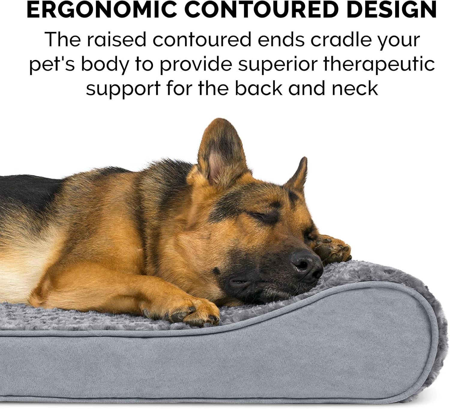 imageFurhaven Cooling Gel Dog Bed for LargeMedium Dogs w Removable Washable Cover For Dogs Up to 38 lbs Ultra Plush Faux Fur ampamp Suede Luxe Lounger Contour Mattress Gray LargeUltra Plush Gray
