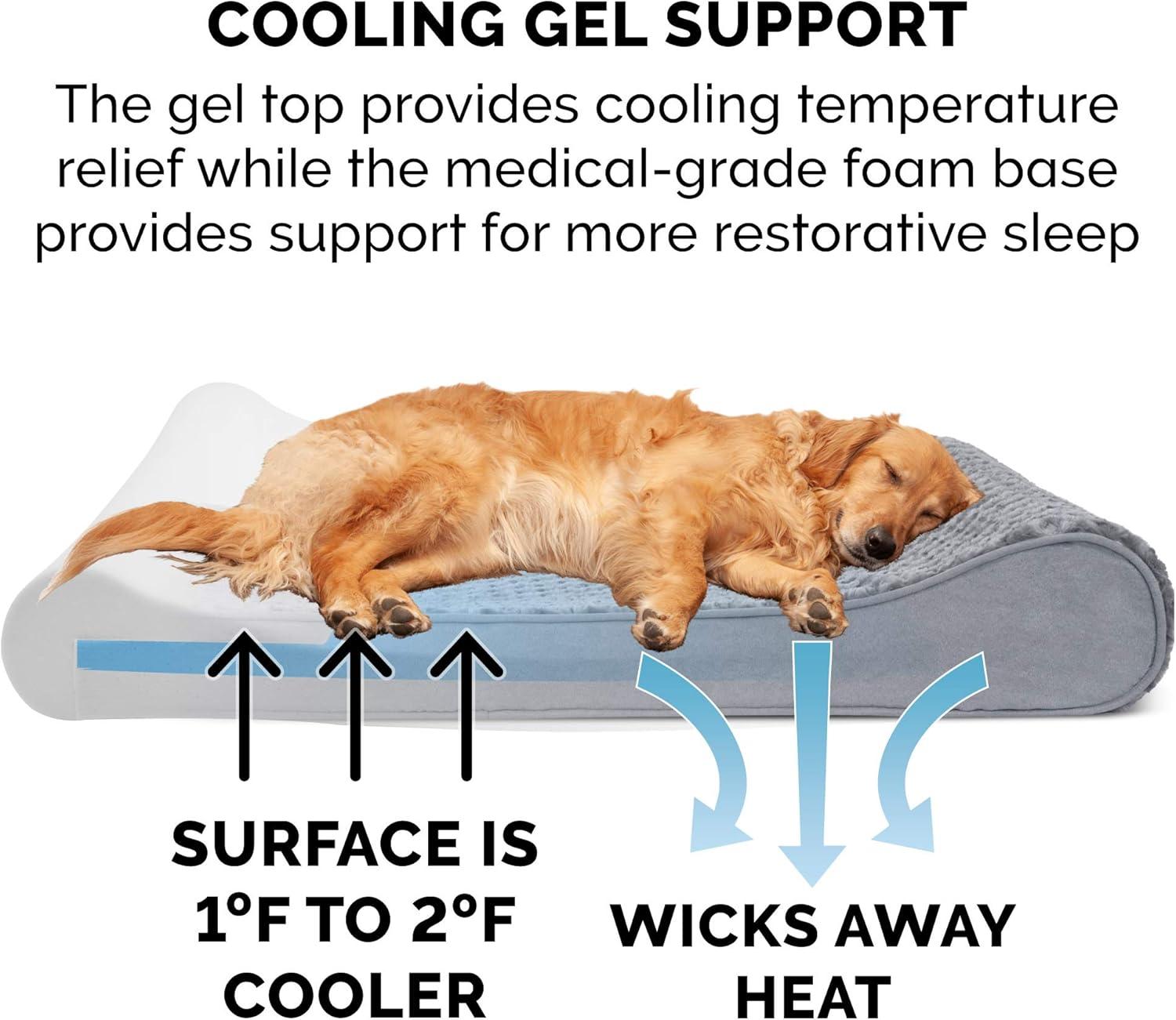 imageFurhaven Cooling Gel Dog Bed for LargeMedium Dogs w Removable Washable Cover For Dogs Up to 38 lbs Ultra Plush Faux Fur ampamp Suede Luxe Lounger Contour Mattress Gray LargeUltra Plush Gray