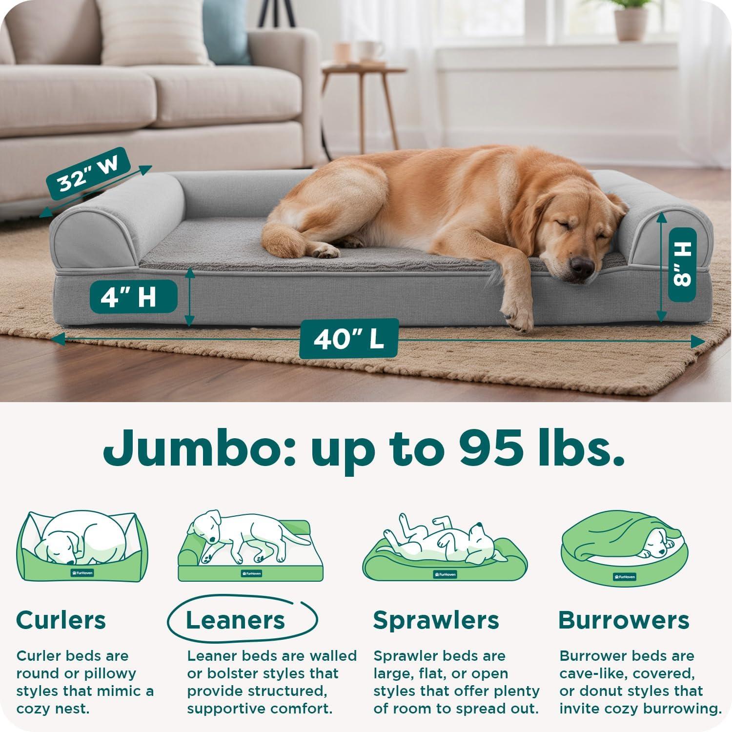 imageFurhaven Cooling Gel Dog Bed for MediumSmall Dogs w Removable Bolsters ampamp Washable Cover For Dogs Up to 35 lbs Pinsonic Quilted Paw L Shaped Chaise Titanium MediumTwoTone Faux Fur Suede Stone Gray
