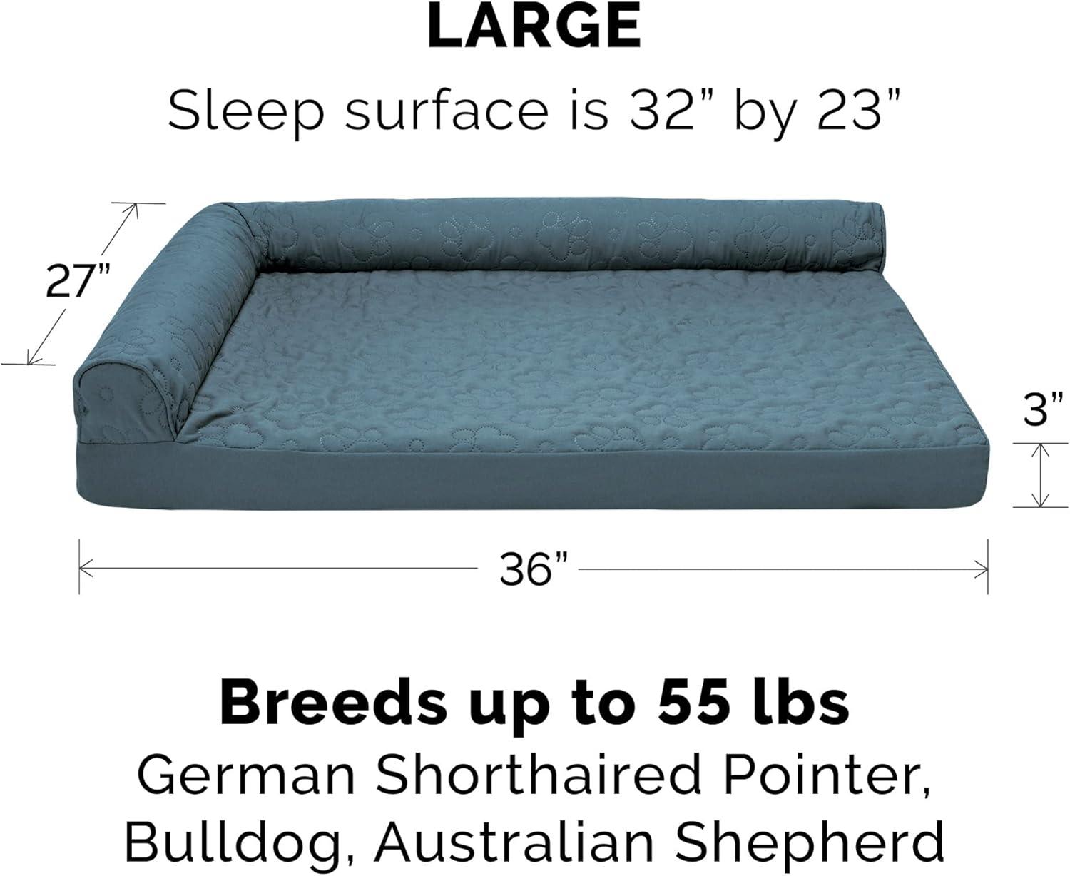 imageFurhaven Cooling Gel Dog Bed for MediumSmall Dogs w Removable Bolsters ampamp Washable Cover For Dogs Up to 35 lbs Pinsonic Quilted Paw L Shaped Chaise Titanium MediumQuilted Paw Bluestone