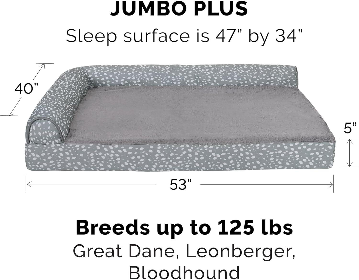 imageFurhaven Cooling Gel Dog Bed for MediumSmall Dogs w Removable Bolsters ampamp Washable Cover For Dogs Up to 35 lbs Pinsonic Quilted Paw L Shaped Chaise Titanium MediumPlush Almond Print Gray Almonds