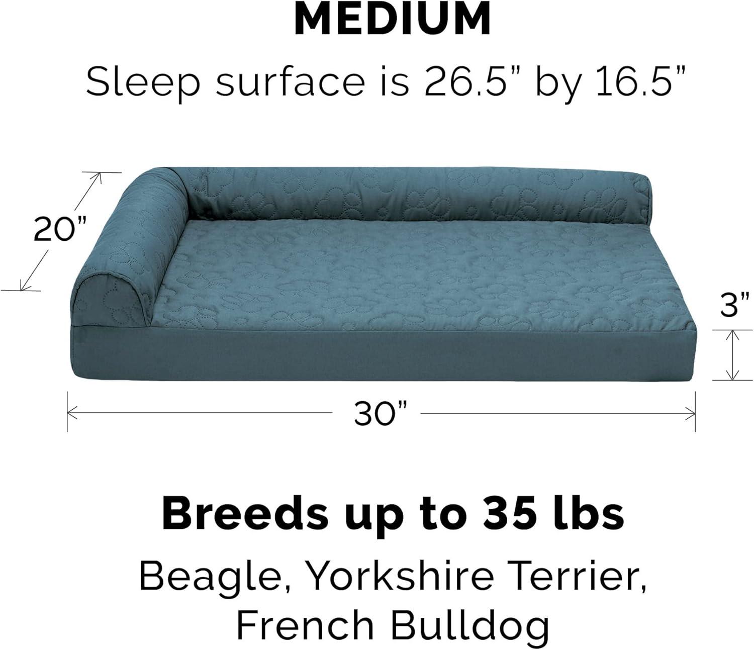 imageFurhaven Cooling Gel Dog Bed for MediumSmall Dogs w Removable Bolsters ampamp Washable Cover For Dogs Up to 35 lbs Pinsonic Quilted Paw L Shaped Chaise Titanium MediumQuilted Paw Bluestone