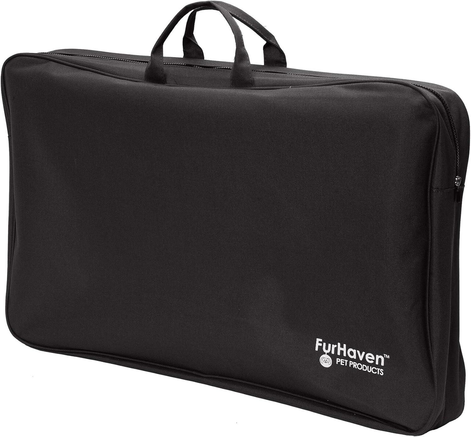 imageFurhaven Deluxe MultiPanel Hard Bottom Platform Bridge Backseat Protector w Travel Bag Black One Size