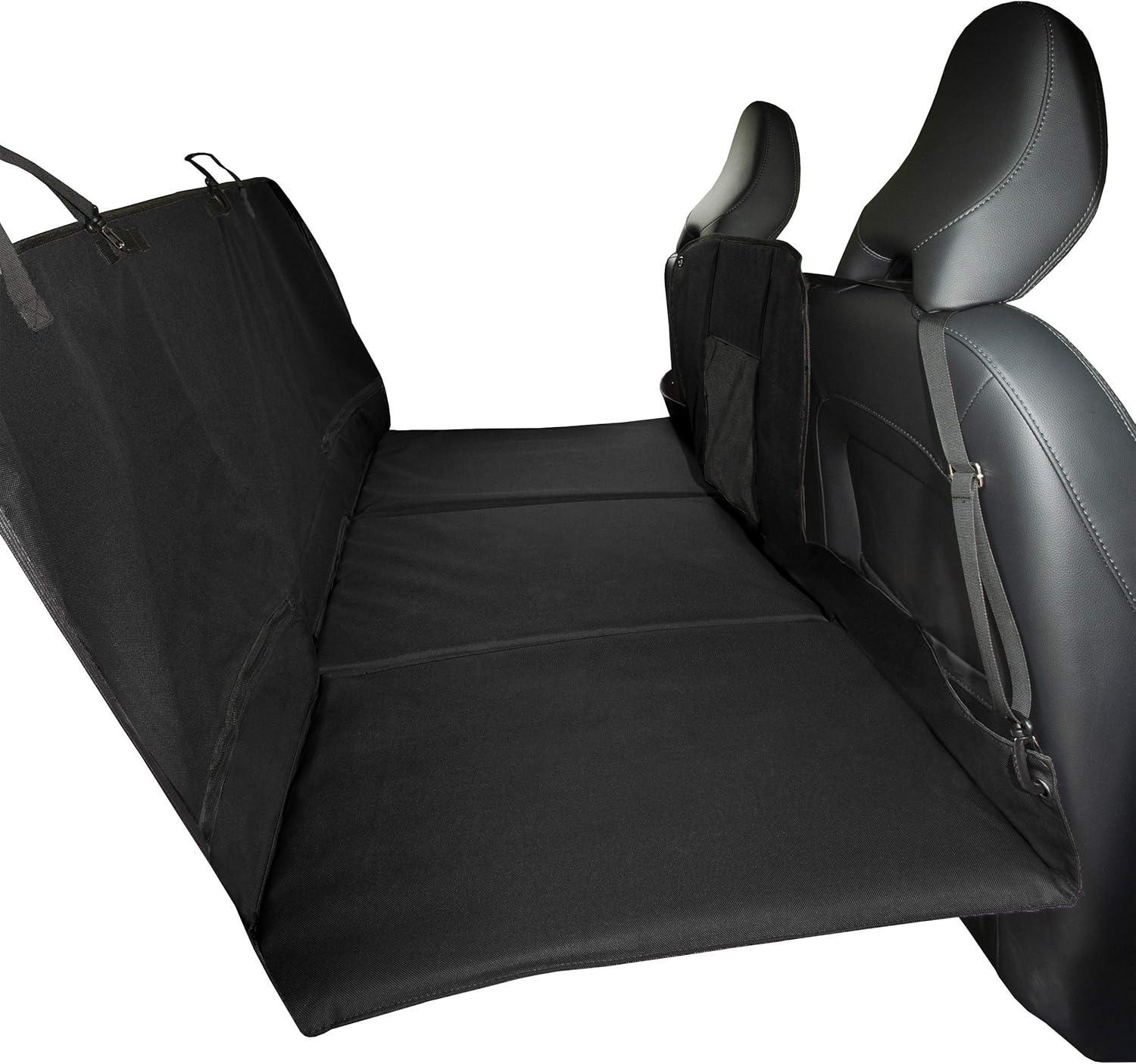 imageFurhaven Deluxe MultiPanel Hard Bottom Platform Bridge Backseat Protector w Travel Bag Black One Size