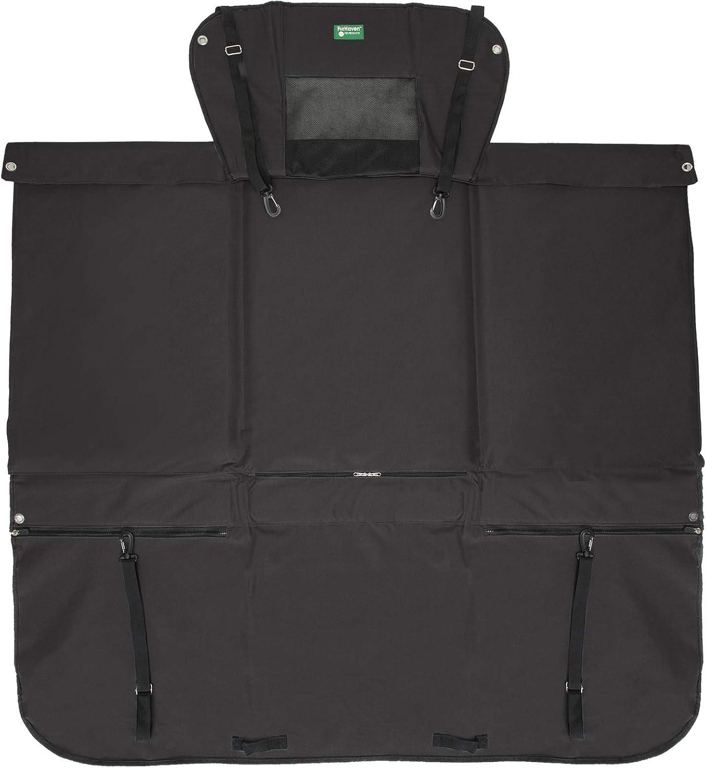imageFurhaven Deluxe MultiPanel Hard Bottom Platform Bridge Backseat Protector w Travel Bag Black One Size
