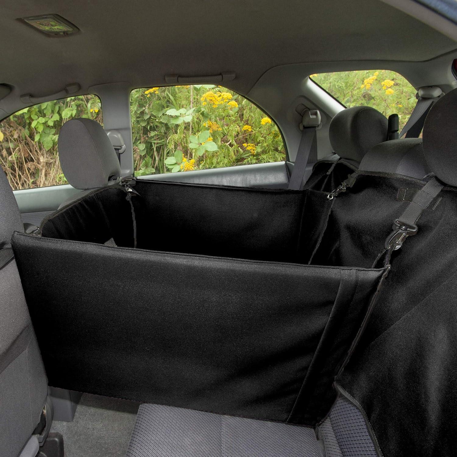 imageFurhaven Deluxe MultiPanel Hard Bottom Platform Bridge Backseat Protector w Travel Bag Black One Size