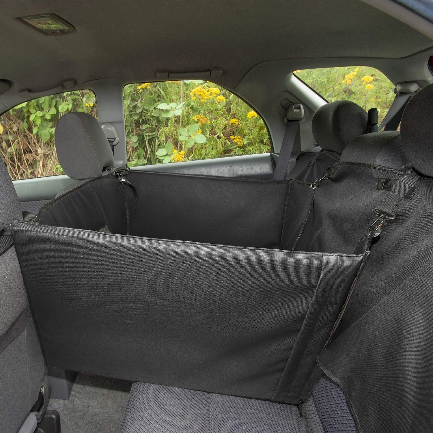 imageFurhaven Deluxe MultiPanel Hard Bottom Platform Bridge Backseat Protector w Travel Bag Gray One Size