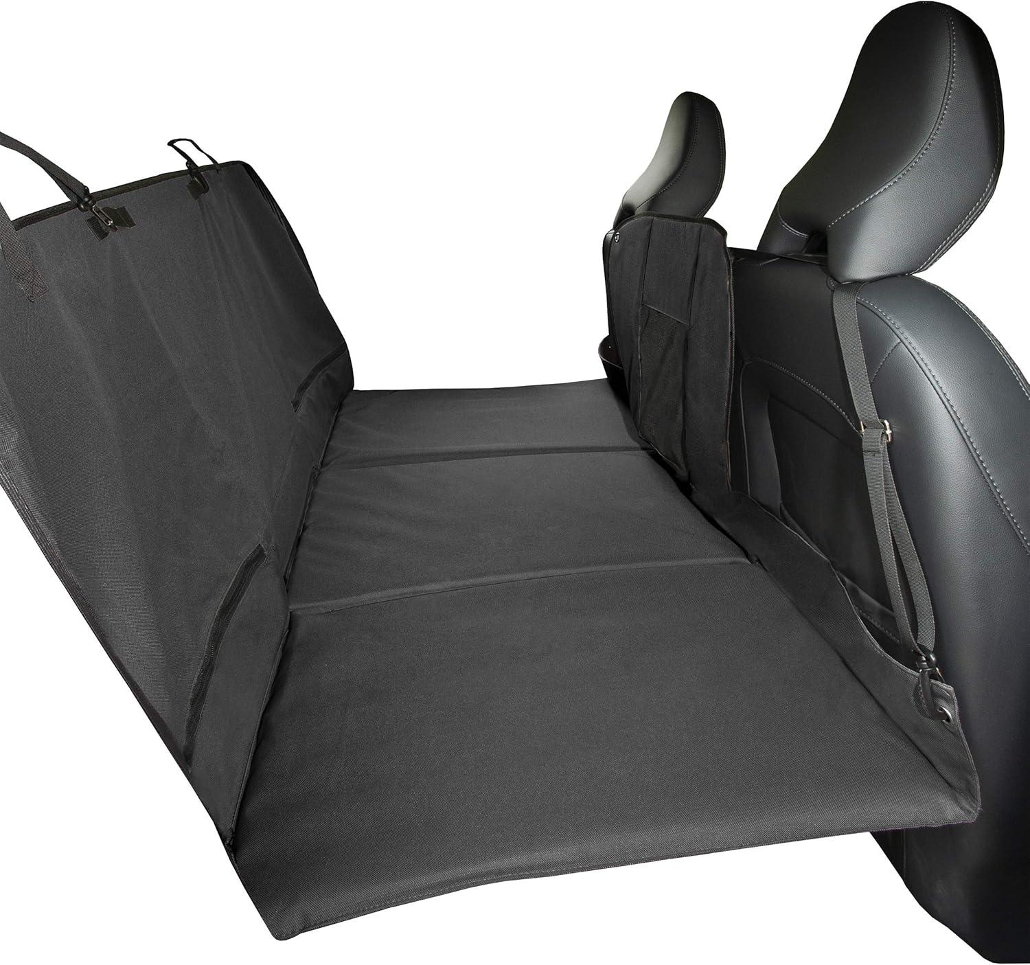 imageFurhaven Deluxe MultiPanel Hard Bottom Platform Bridge Backseat Protector w Travel Bag Gray One Size