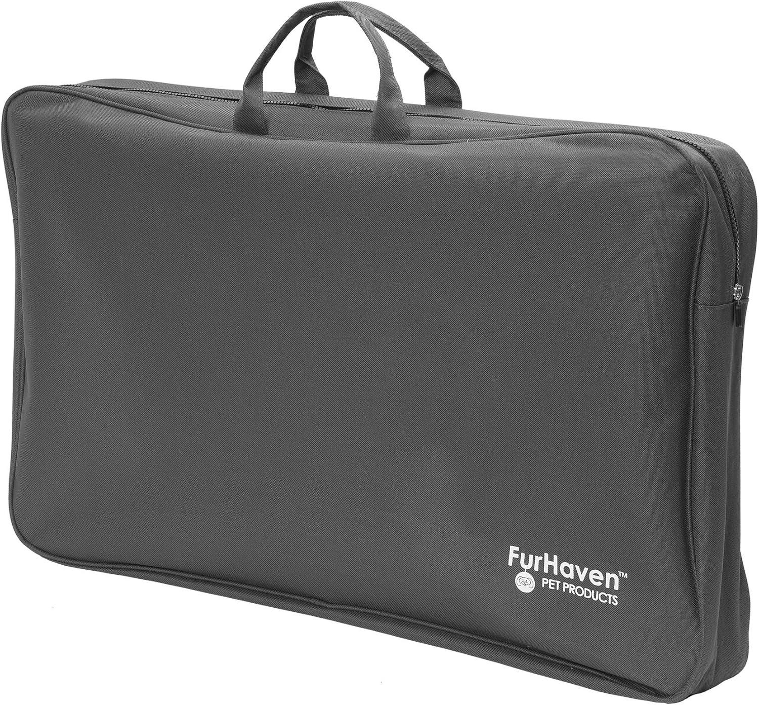 imageFurhaven Deluxe MultiPanel Hard Bottom Platform Bridge Backseat Protector w Travel Bag Gray One Size