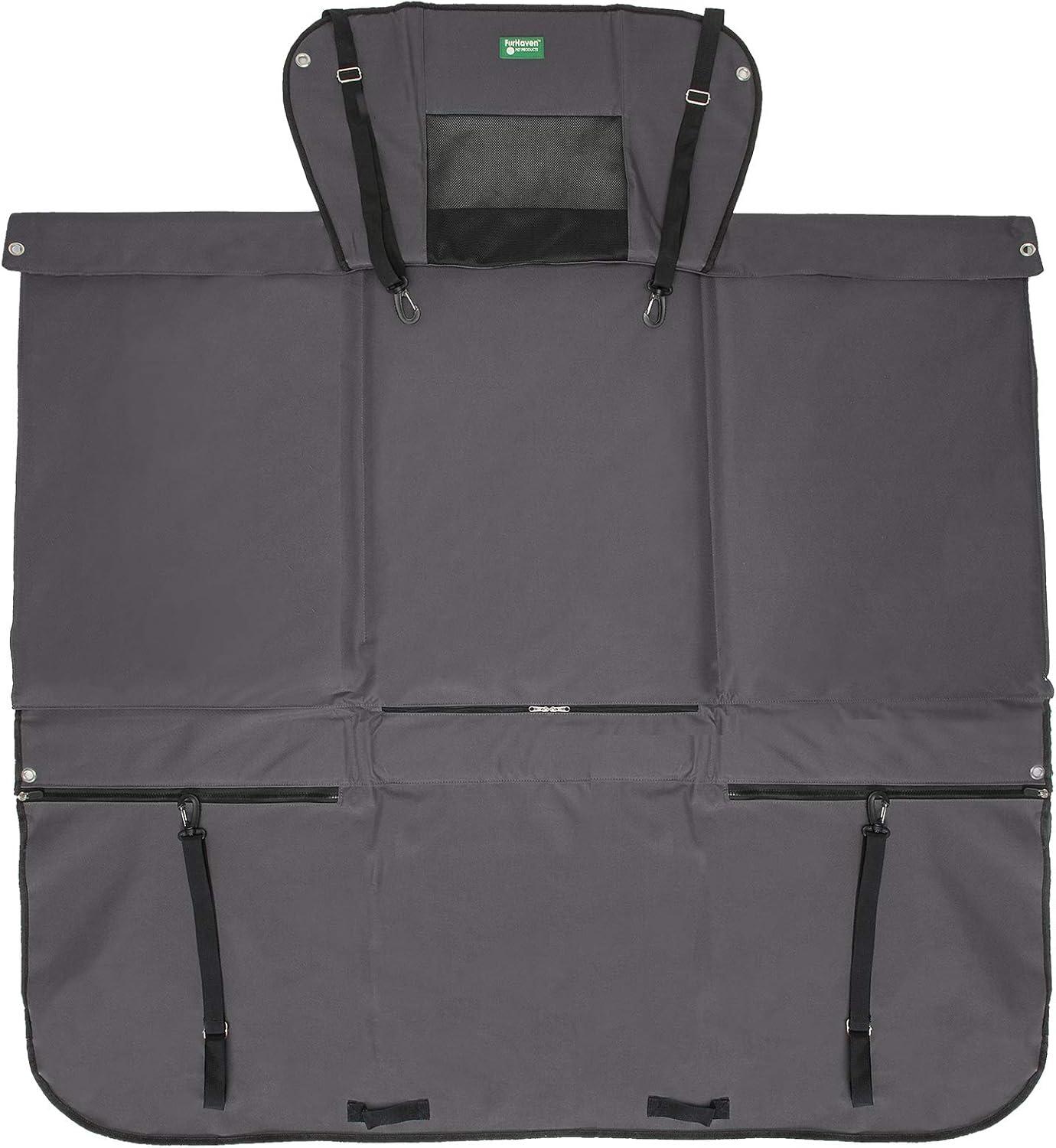 imageFurhaven Deluxe MultiPanel Hard Bottom Platform Bridge Backseat Protector w Travel Bag Gray One Size