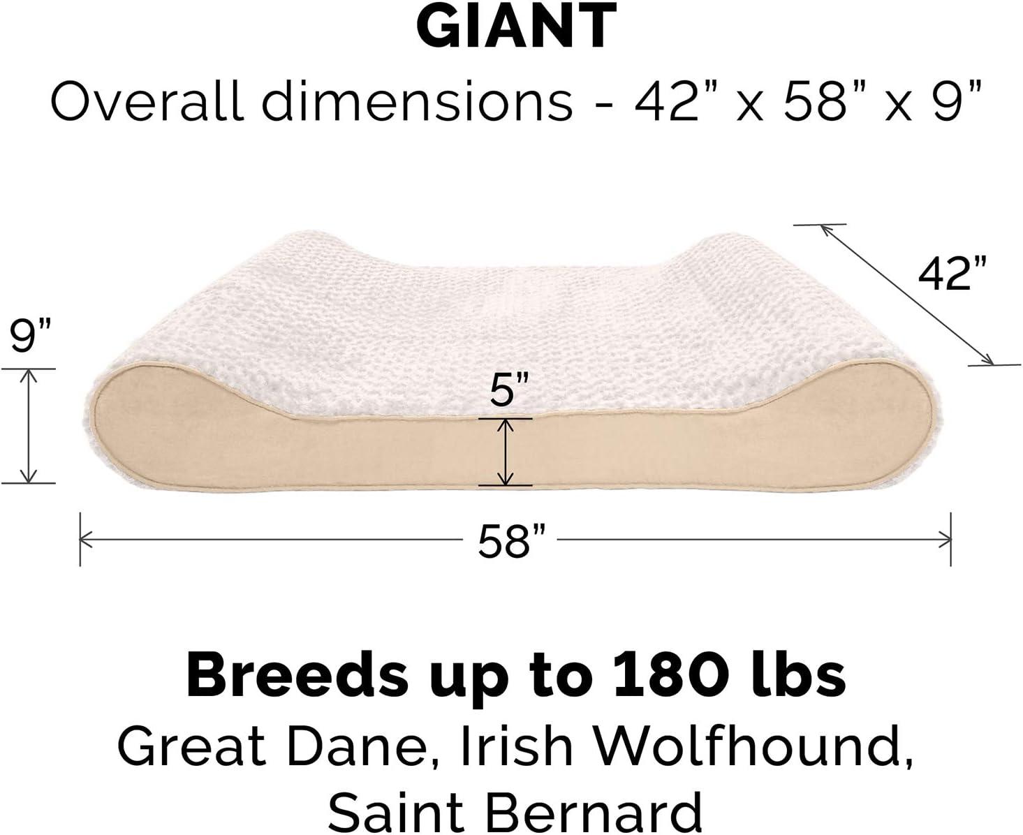 imageFurhaven Memory Foam Dog Bed for Extra Large Dogs w Removable Washable Cover For Dogs Up to 180 lbs Ultra Plush Faux Fur ampamp Suede Luxe Lounger Contour Mattress Cream GiantXXXL