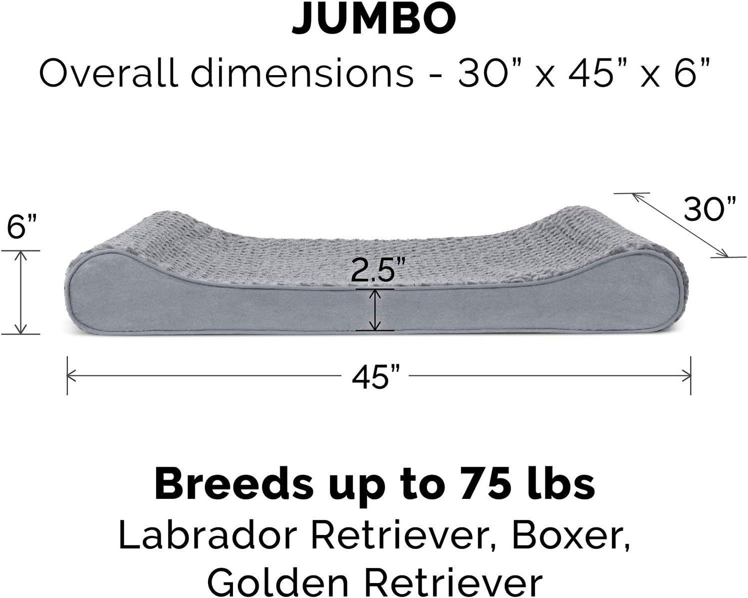 imageFurhaven Memory Foam Dog Bed for Large Dogs w Removable Washable Cover For Dogs Up to 75 lbs Ultra Plush Faux Fur ampamp Suede Luxe Lounger Contour Mattress Gray JumboXL