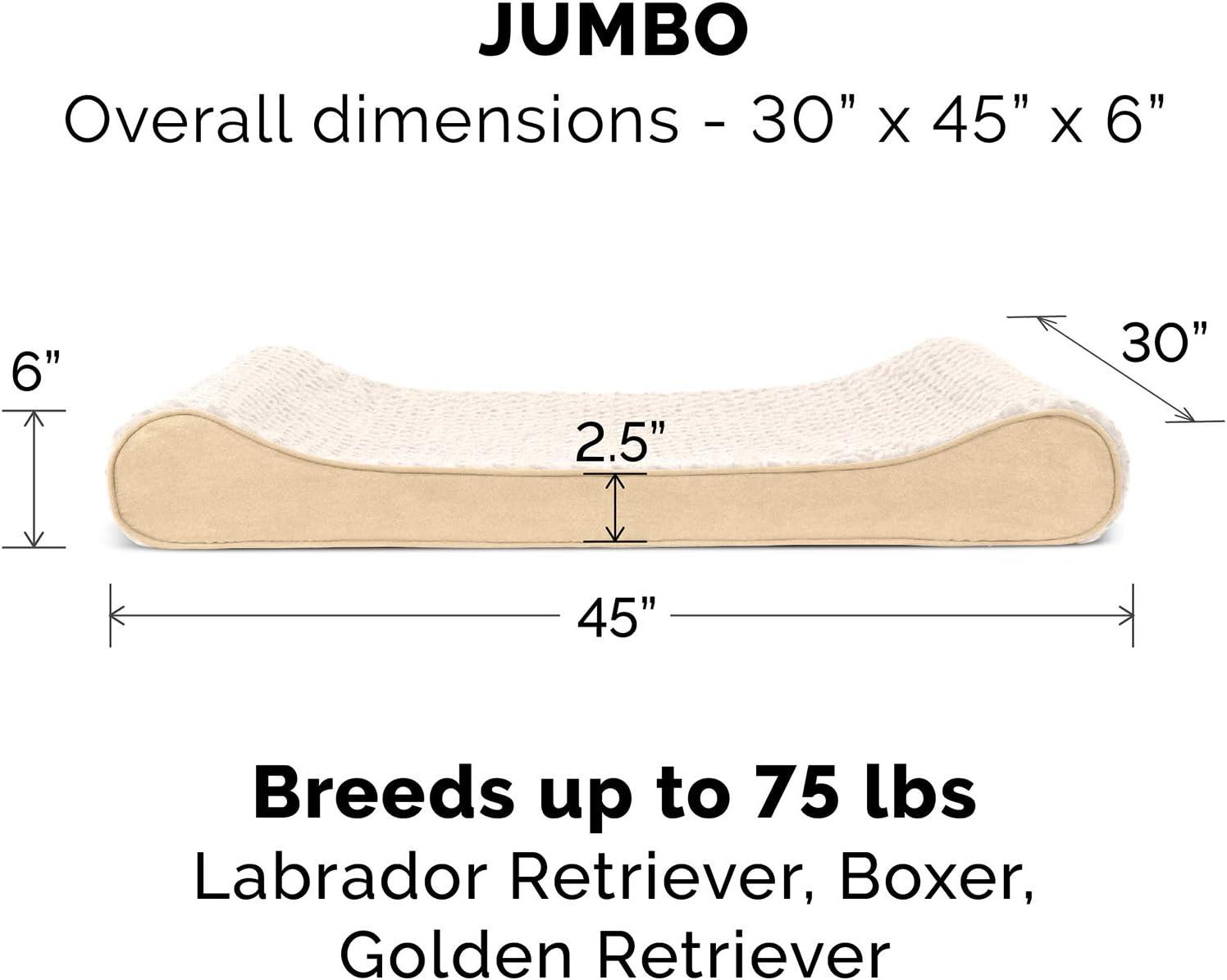imageFurhaven Memory Foam Dog Bed for Large Dogs w Removable Washable Cover For Dogs Up to 75 lbs Ultra Plush Faux Fur ampamp Suede Luxe Lounger Contour Mattress Cream JumboXL