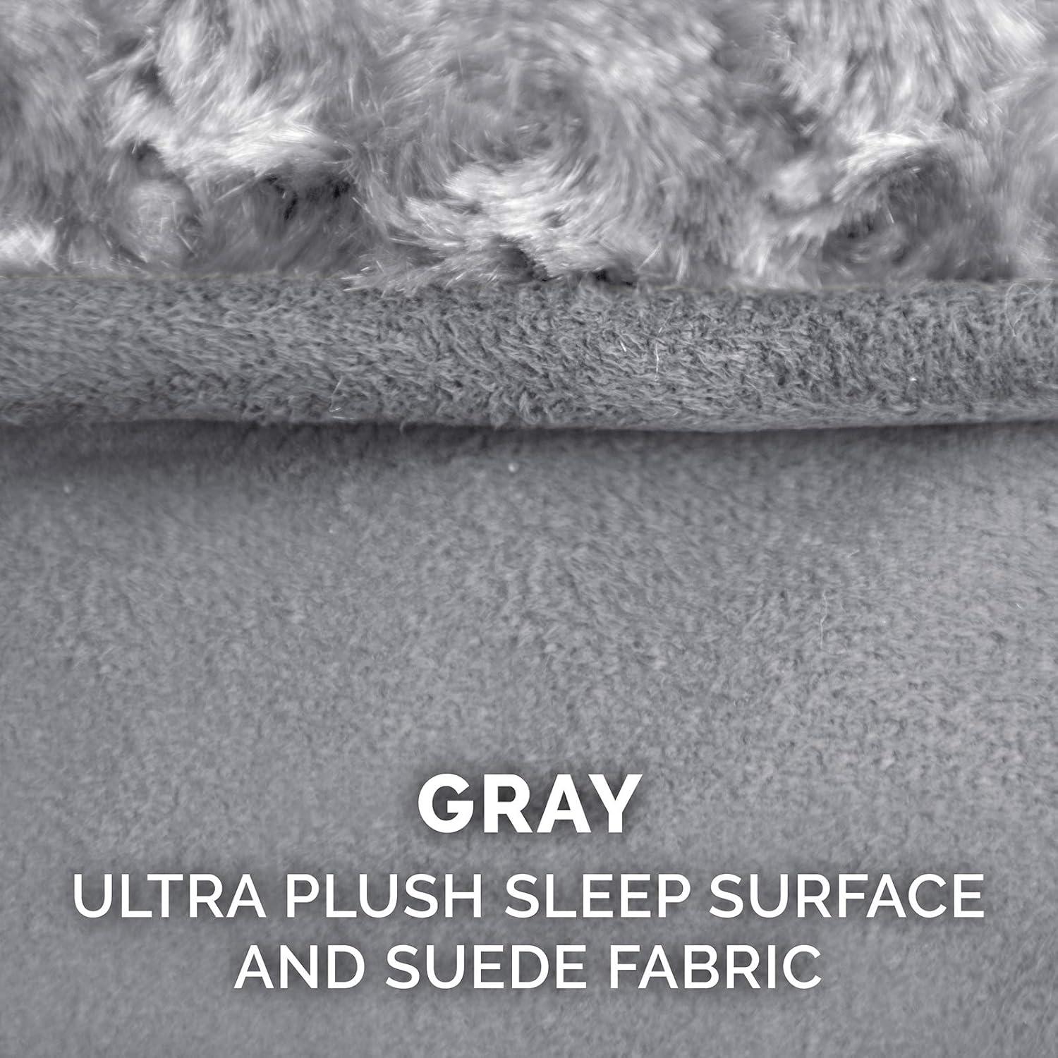 imageFurhaven Memory Foam Dog Bed for Large Dogs w Removable Washable Cover For Dogs Up to 75 lbs Ultra Plush Faux Fur ampamp Suede Luxe Lounger Contour Mattress Gray JumboXL