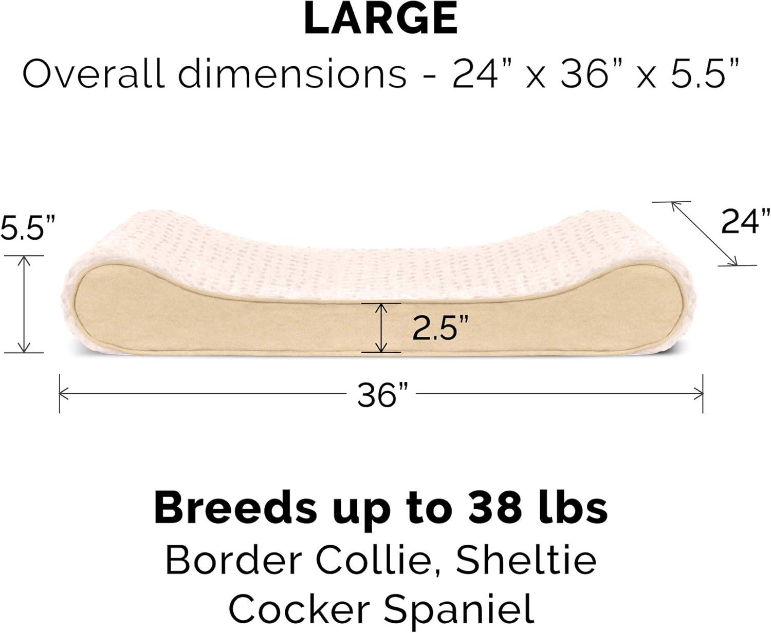 imageFurhaven Memory Foam Dog Bed for LargeMedium Dogs w Removable Washable Cover For Dogs Up to 38 lbs Ultra Plush Faux Fur ampamp Suede Luxe Lounger Contour Mattress Cream Large