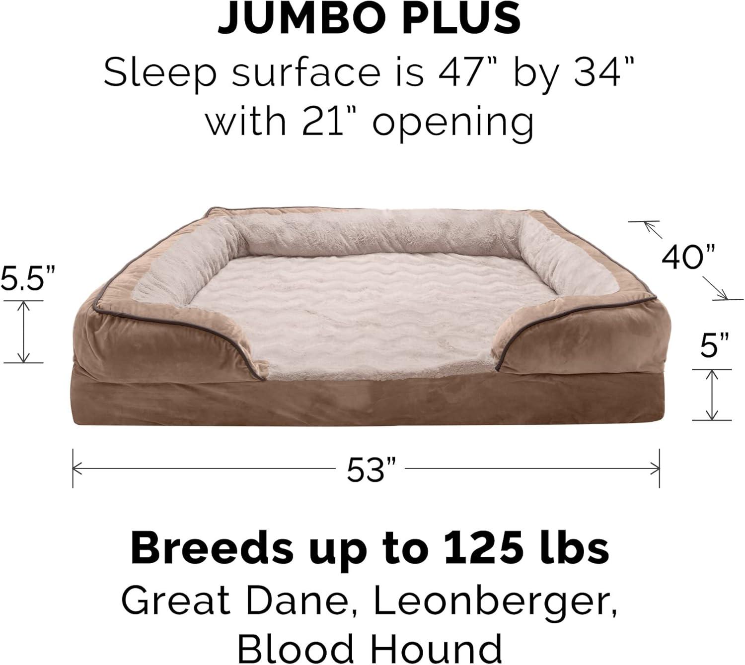 imageFurhaven Memory Foam Dog Bed for MediumSmall Dogs w Removable Bolsters ampamp Washable Cover For Dogs Up to 35 lbs Plush ampamp Velvet Waves Perfect Comfort Sofa Celadon Green MediumBrownstone Faux Fur Velvet