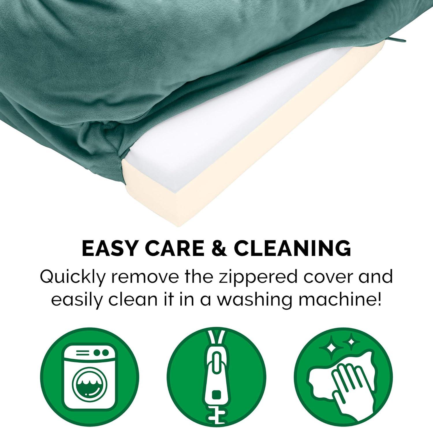imageFurhaven Memory Foam Dog Bed for MediumSmall Dogs w Removable Bolsters ampamp Washable Cover For Dogs Up to 35 lbs Plush ampamp Velvet Waves Perfect Comfort Sofa Celadon Green MediumCeladon Green Plush Velvet Waves