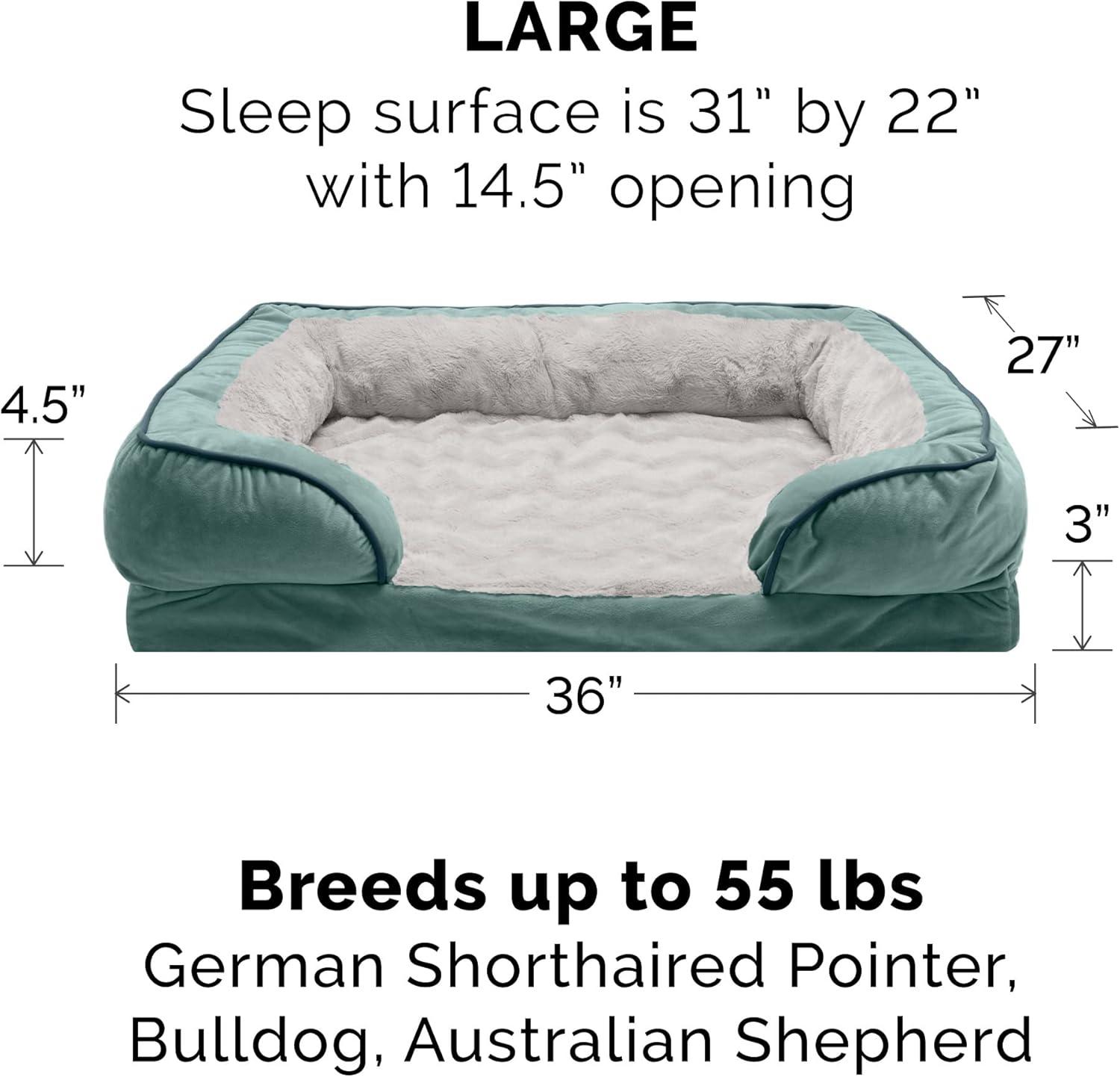 imageFurhaven Memory Foam Dog Bed for MediumSmall Dogs w Removable Bolsters ampamp Washable Cover For Dogs Up to 35 lbs Plush ampamp Velvet Waves Perfect Comfort Sofa Celadon Green MediumCeladon Green Plush Velvet Waves