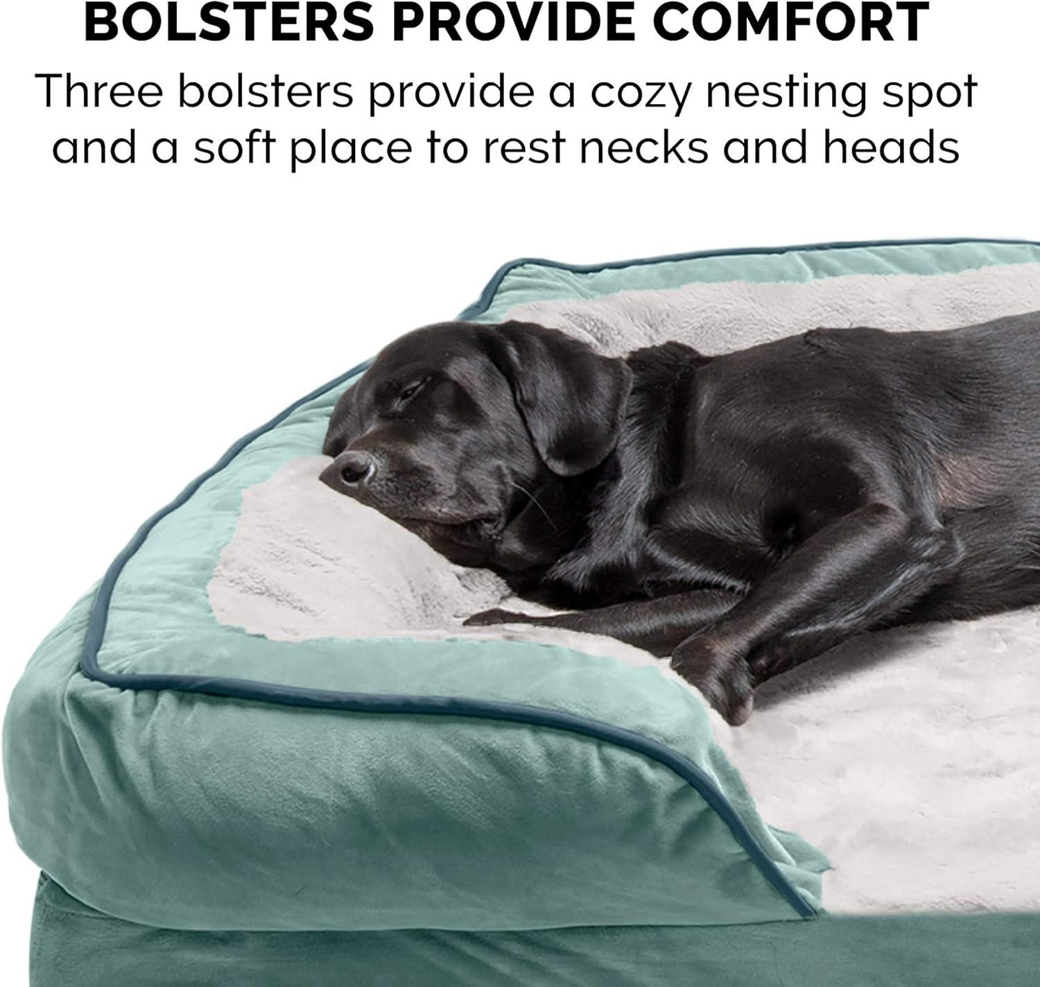 imageFurhaven Memory Foam Dog Bed for MediumSmall Dogs w Removable Bolsters ampamp Washable Cover For Dogs Up to 35 lbs Plush ampamp Velvet Waves Perfect Comfort Sofa Celadon Green MediumCeladon Green Plush Velvet Waves