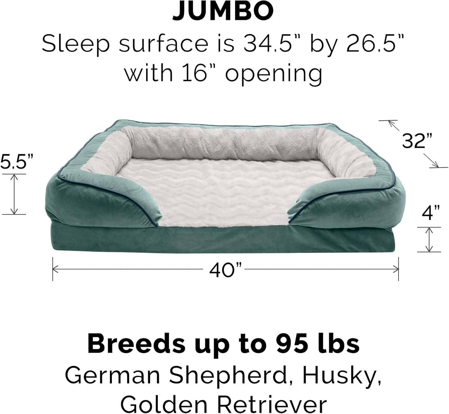 imageFurhaven Memory Foam Dog Bed for MediumSmall Dogs w Removable Bolsters ampamp Washable Cover For Dogs Up to 35 lbs Plush ampamp Velvet Waves Perfect Comfort Sofa Celadon Green MediumCeladon Green Plush Velvet Waves