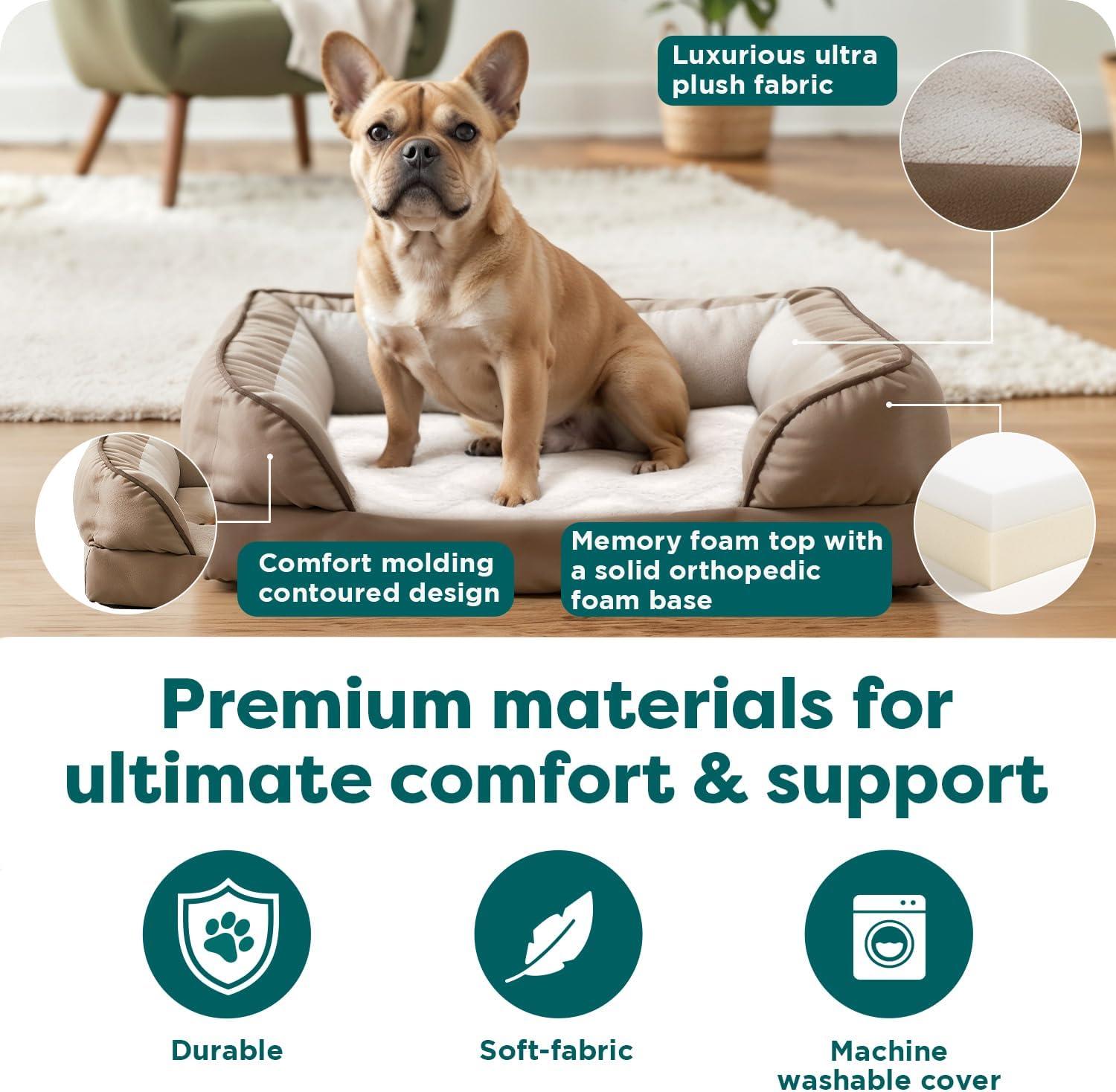 imageFurhaven Memory Foam Dog Bed for MediumSmall Dogs w Removable Bolsters ampamp Washable Cover For Dogs Up to 35 lbs Plush ampamp Velvet Waves Perfect Comfort Sofa Celadon Green MediumCeladon Green Plush Velvet Waves