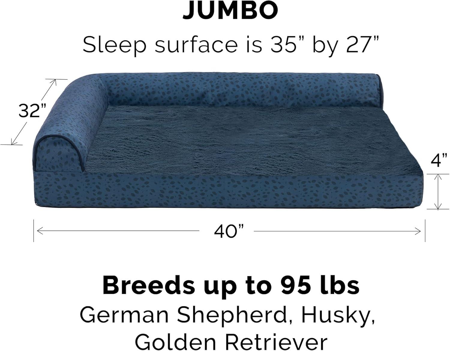 imageFurhaven Memory Foam Dog Bed for MediumSmall Dogs w Removable Bolsters ampamp Washable Cover For Dogs Up to 35 lbs TwoTone Plush Faux Fur ampamp Suede L Shaped Chaise Stone Gray MediumPlush Velvet Sable Brown