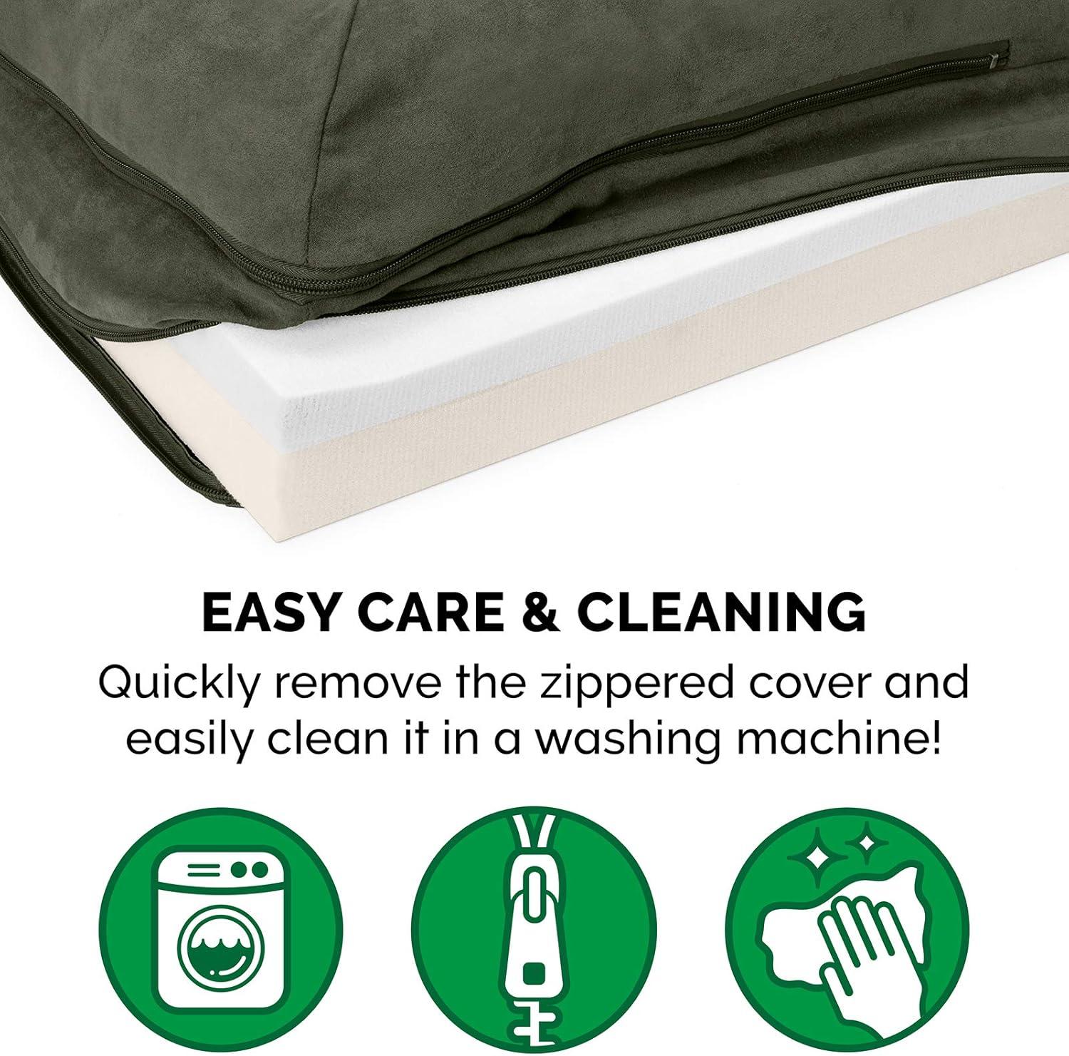 imageFurhaven Memory Foam Dog Bed for MediumSmall Dogs w Removable Bolsters ampamp Washable Cover For Dogs Up to 35 lbs TwoTone Plush Faux Fur ampamp Suede L Shaped Chaise Stone Gray MediumQuilted Paw Titanium