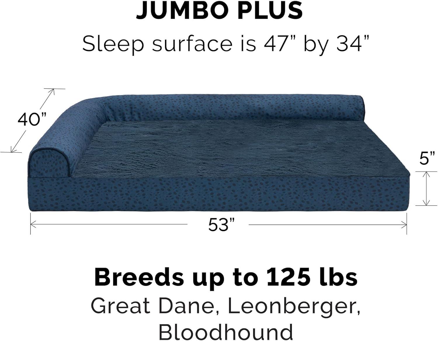 imageFurhaven Memory Foam Dog Bed for MediumSmall Dogs w Removable Bolsters ampamp Washable Cover For Dogs Up to 35 lbs TwoTone Plush Faux Fur ampamp Suede L Shaped Chaise Stone Gray MediumTwoTone Faux Fur Suede Dark Sage
