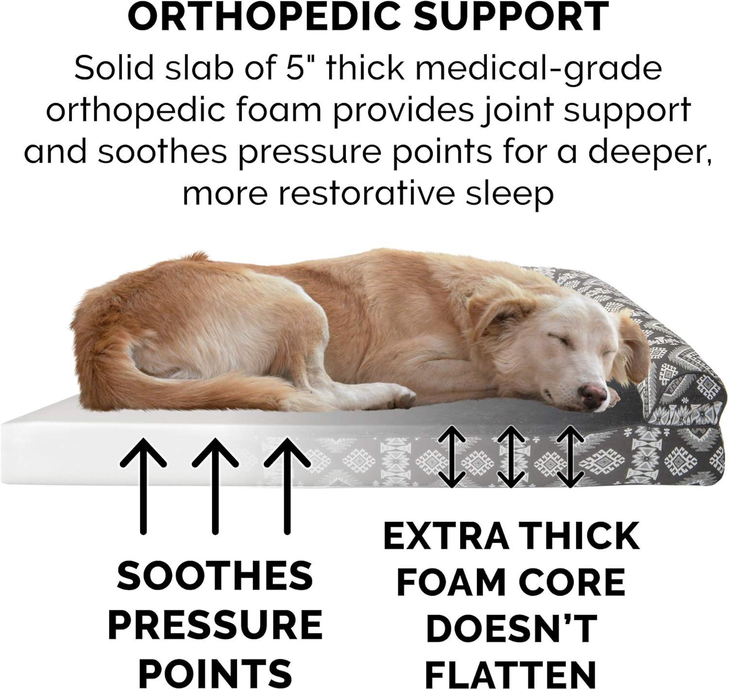 imageFurhaven Orthopedic Dog Bed for Large Dogs w Removable Bolsters ampamp Washable Cover For Dogs Up to 125 lbs Plush ampamp Southwest Kilim Woven Decor Sofa Black Medallion Jumbo PlusXXL