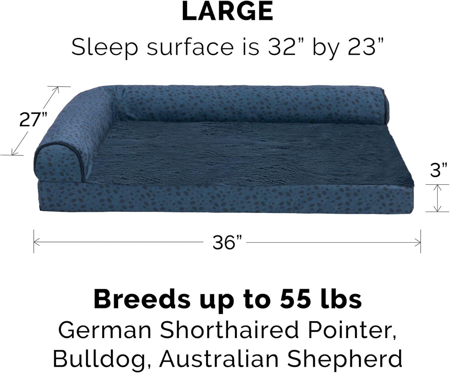 imageFurhaven Orthopedic Dog Bed for Large Dogs w Removable Bolsters ampamp Washable Cover For Dogs Up to 125 lbs Plush ampamp Velvet L Shaped Chaise Platinum Gray Jumbo PlusXXLBlue Almonds