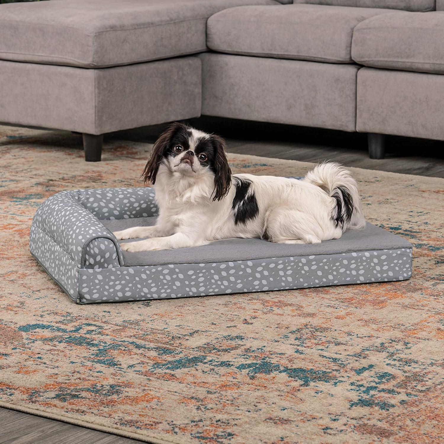 imageFurhaven Orthopedic Dog Bed for Large Dogs w Removable Bolsters ampamp Washable Cover For Dogs Up to 125 lbs Plush ampamp Velvet L Shaped Chaise Platinum Gray Jumbo PlusXXLGray Almonds