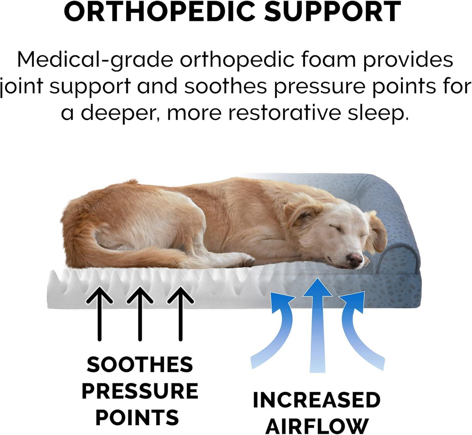 imageFurhaven Orthopedic Dog Bed for Large Dogs w Removable Bolsters ampamp Washable Cover For Dogs Up to 125 lbs Plush ampamp Velvet L Shaped Chaise Platinum Gray Jumbo PlusXXLBlue Almonds