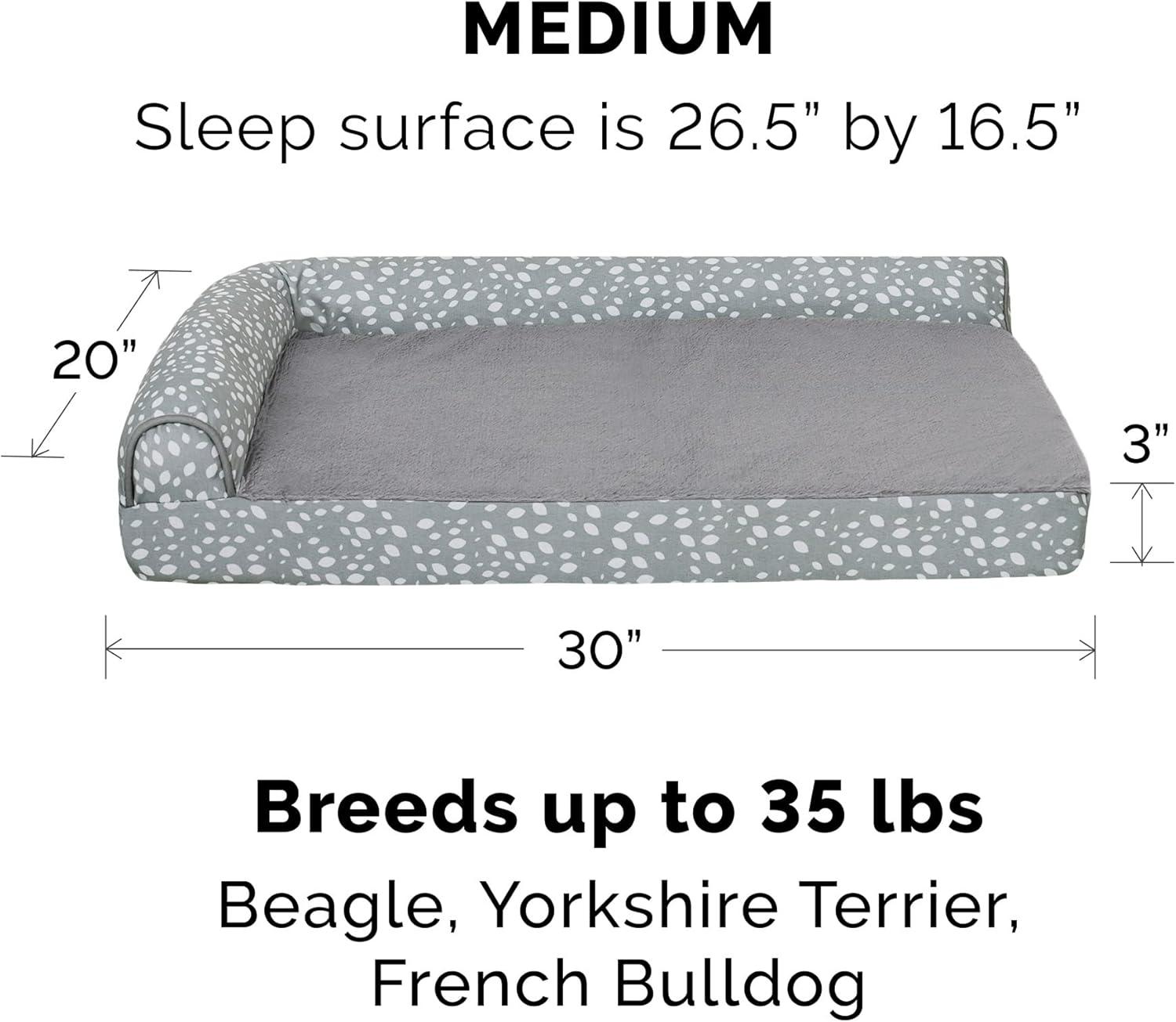 imageFurhaven Orthopedic Dog Bed for Large Dogs w Removable Bolsters ampamp Washable Cover For Dogs Up to 125 lbs Plush ampamp Velvet L Shaped Chaise Platinum Gray Jumbo PlusXXLGray Almonds