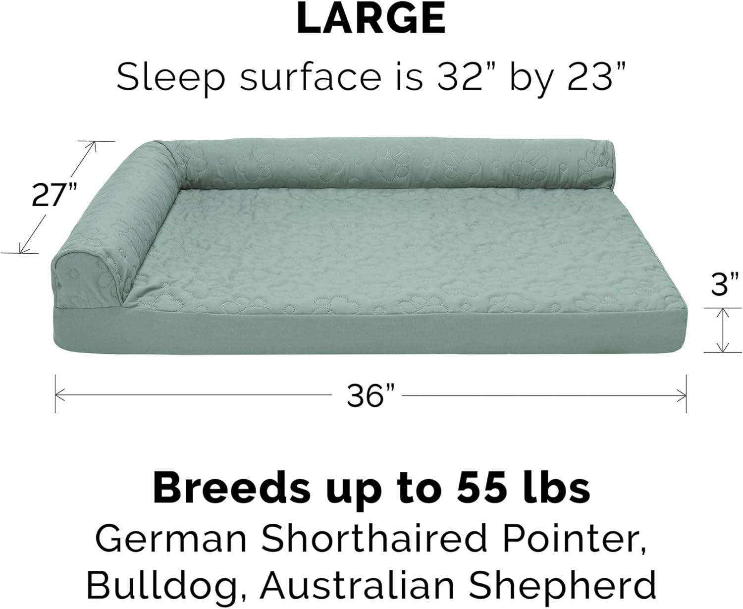 imageFurhaven Orthopedic Dog Bed for Large Dogs w Removable Bolsters ampamp Washable Cover For Dogs Up to 125 lbs Plush ampamp Velvet L Shaped Chaise Platinum Gray Jumbo PlusXXLIceberg Green