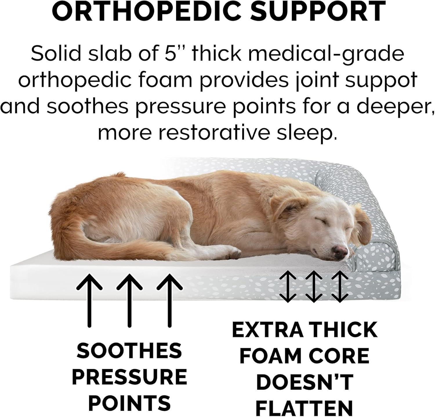 imageFurhaven Orthopedic Dog Bed for Large Dogs w Removable Bolsters ampamp Washable Cover For Dogs Up to 125 lbs Plush ampamp Velvet L Shaped Chaise Platinum Gray Jumbo PlusXXLGray Almonds