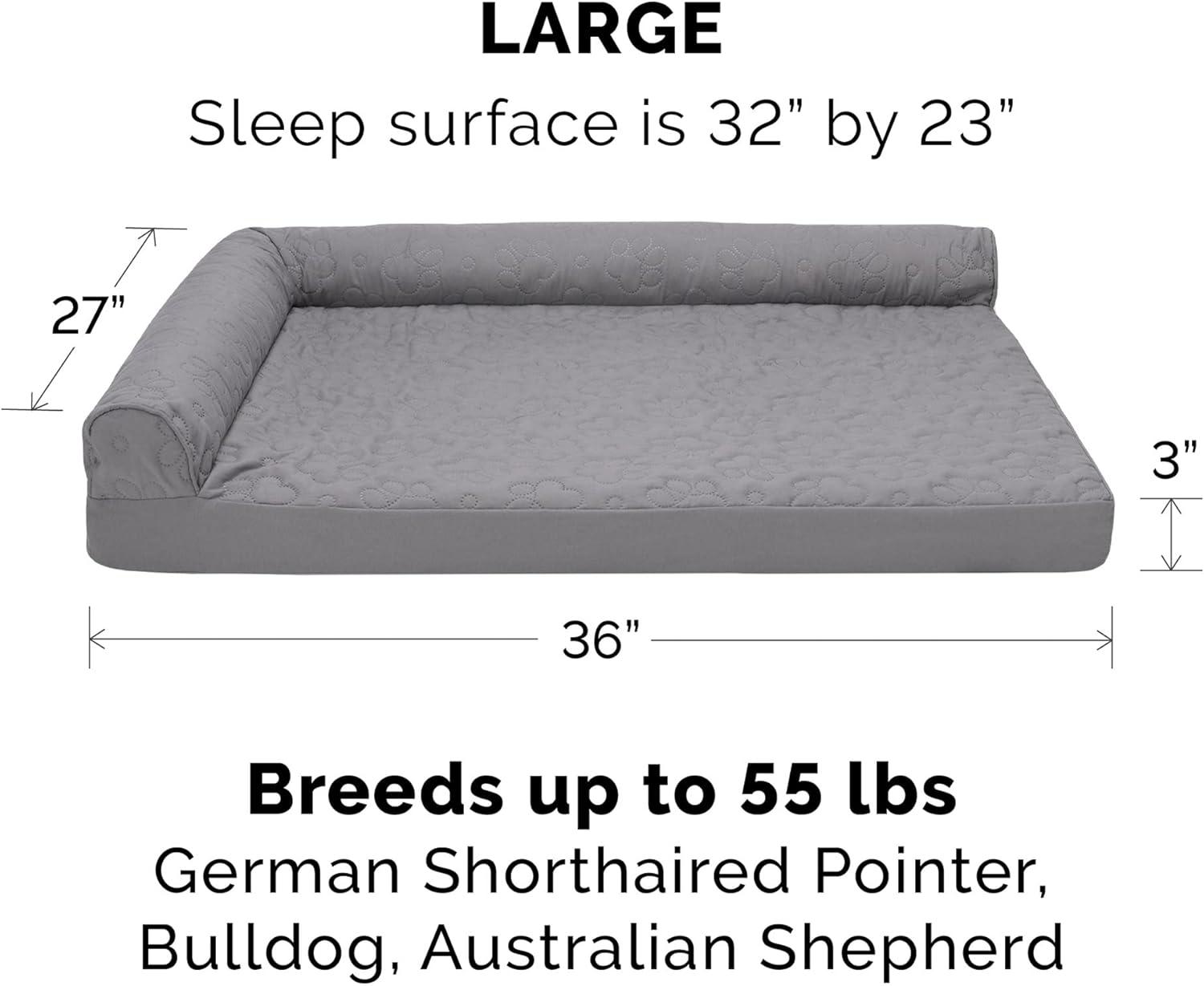 imageFurhaven Orthopedic Dog Bed for Large Dogs w Removable Bolsters ampamp Washable Cover For Dogs Up to 125 lbs Plush ampamp Velvet L Shaped Chaise Platinum Gray Jumbo PlusXXLTitanium