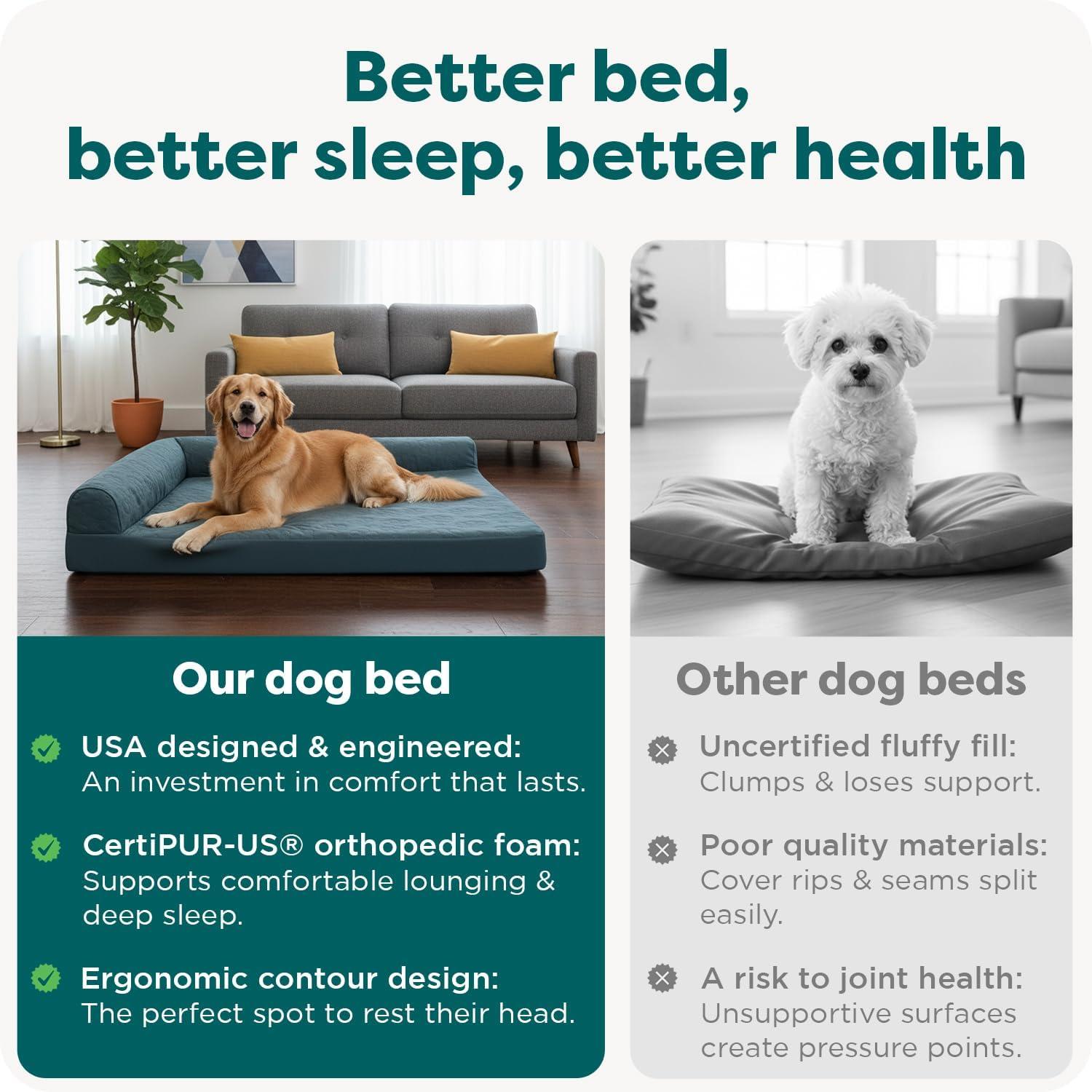 imageFurhaven Orthopedic Dog Bed for Large Dogs w Removable Bolsters ampamp Washable Cover For Dogs Up to 125 lbs Plush ampamp Velvet L Shaped Chaise Platinum Gray Jumbo PlusXXLBluestone