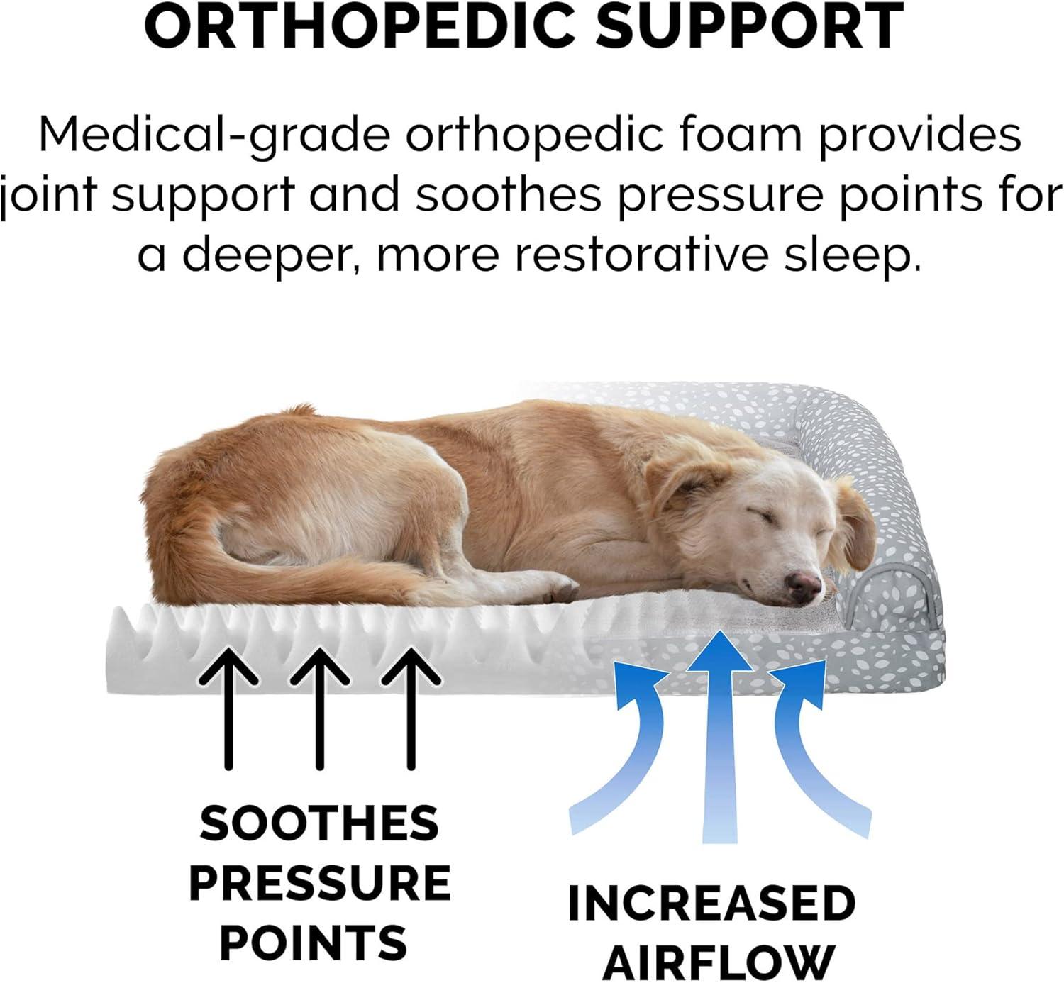 imageFurhaven Orthopedic Dog Bed for Large Dogs w Removable Bolsters ampamp Washable Cover For Dogs Up to 125 lbs Plush ampamp Velvet L Shaped Chaise Platinum Gray Jumbo PlusXXLGray Almonds
