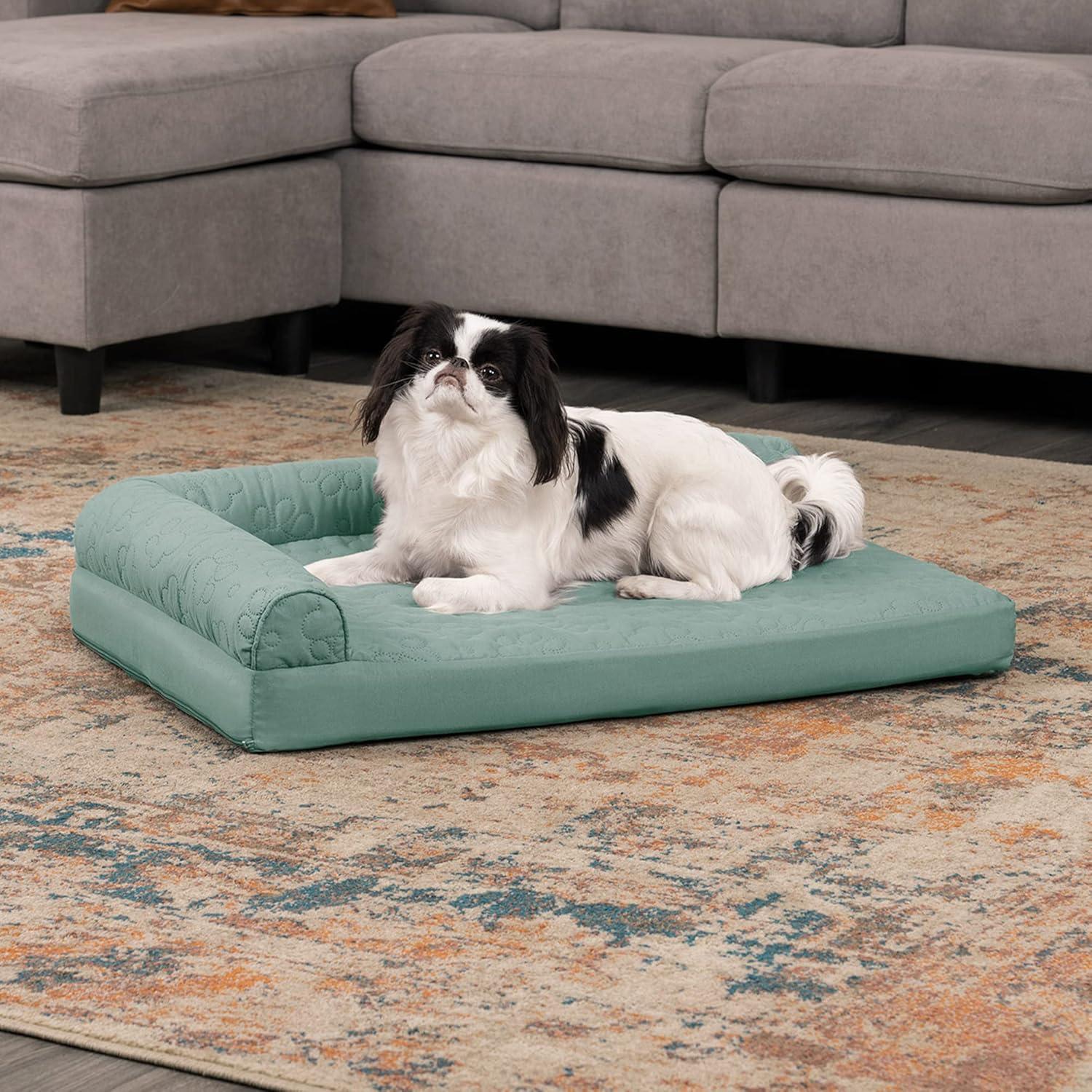 imageFurhaven Orthopedic Dog Bed for Large Dogs w Removable Bolsters ampamp Washable Cover For Dogs Up to 125 lbs Plush ampamp Velvet L Shaped Chaise Platinum Gray Jumbo PlusXXLIceberg Green