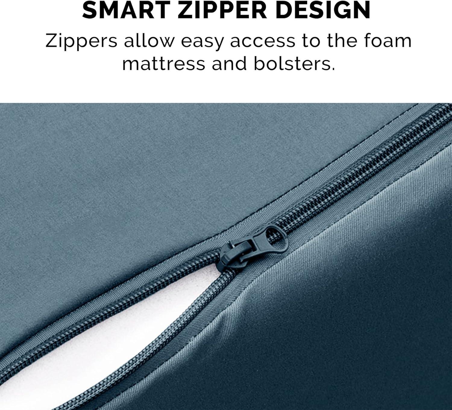 imageFurhaven Orthopedic Dog Bed for Large Dogs w Removable Bolsters ampamp Washable Cover For Dogs Up to 125 lbs Plush ampamp Velvet L Shaped Chaise Platinum Gray Jumbo PlusXXLBluestone