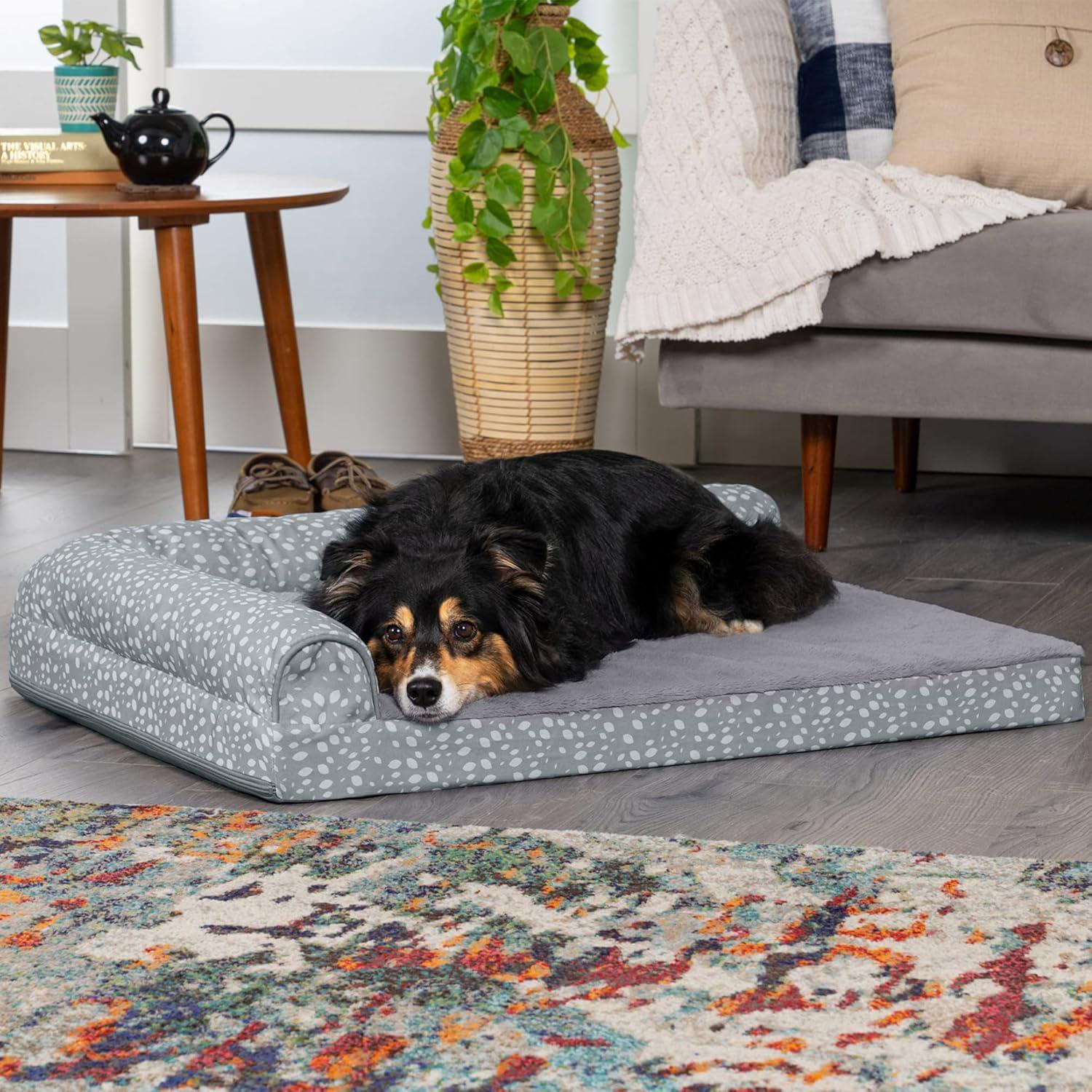 imageFurhaven Orthopedic Dog Bed for Large Dogs w Removable Bolsters ampamp Washable Cover For Dogs Up to 125 lbs Plush ampamp Velvet L Shaped Chaise Platinum Gray Jumbo PlusXXLGray Almonds
