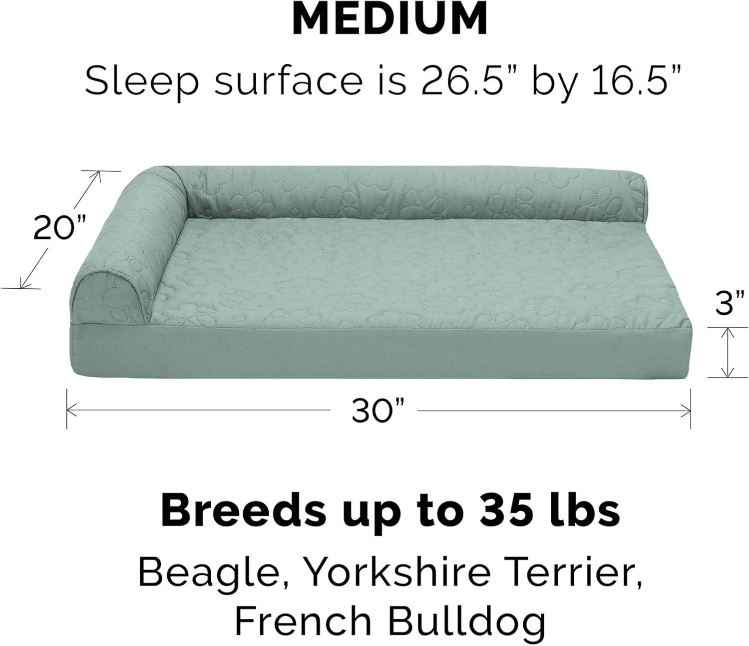 imageFurhaven Orthopedic Dog Bed for Large Dogs w Removable Bolsters ampamp Washable Cover For Dogs Up to 125 lbs Plush ampamp Velvet L Shaped Chaise Platinum Gray Jumbo PlusXXLIceberg Green