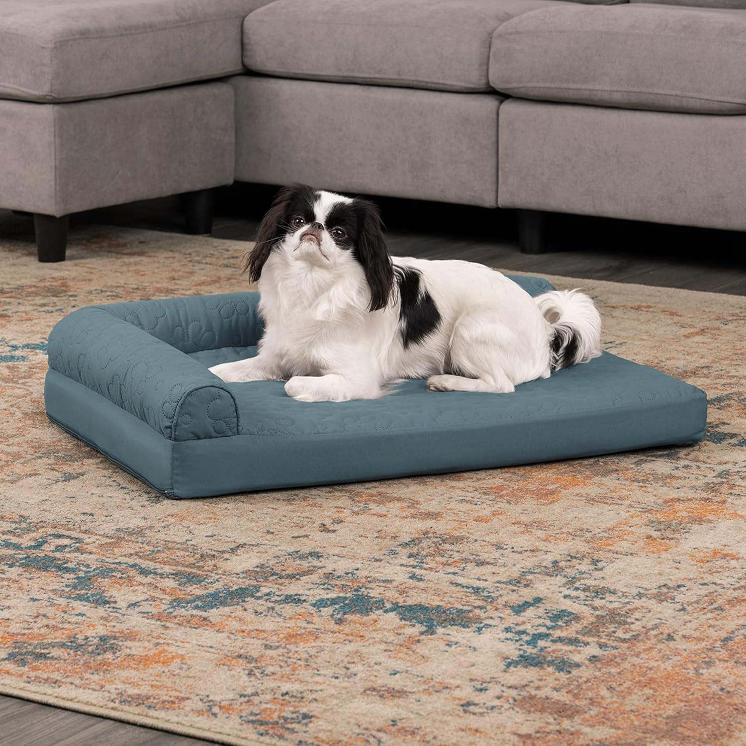 imageFurhaven Orthopedic Dog Bed for Large Dogs w Removable Bolsters ampamp Washable Cover For Dogs Up to 125 lbs Plush ampamp Velvet L Shaped Chaise Platinum Gray Jumbo PlusXXLBluestone