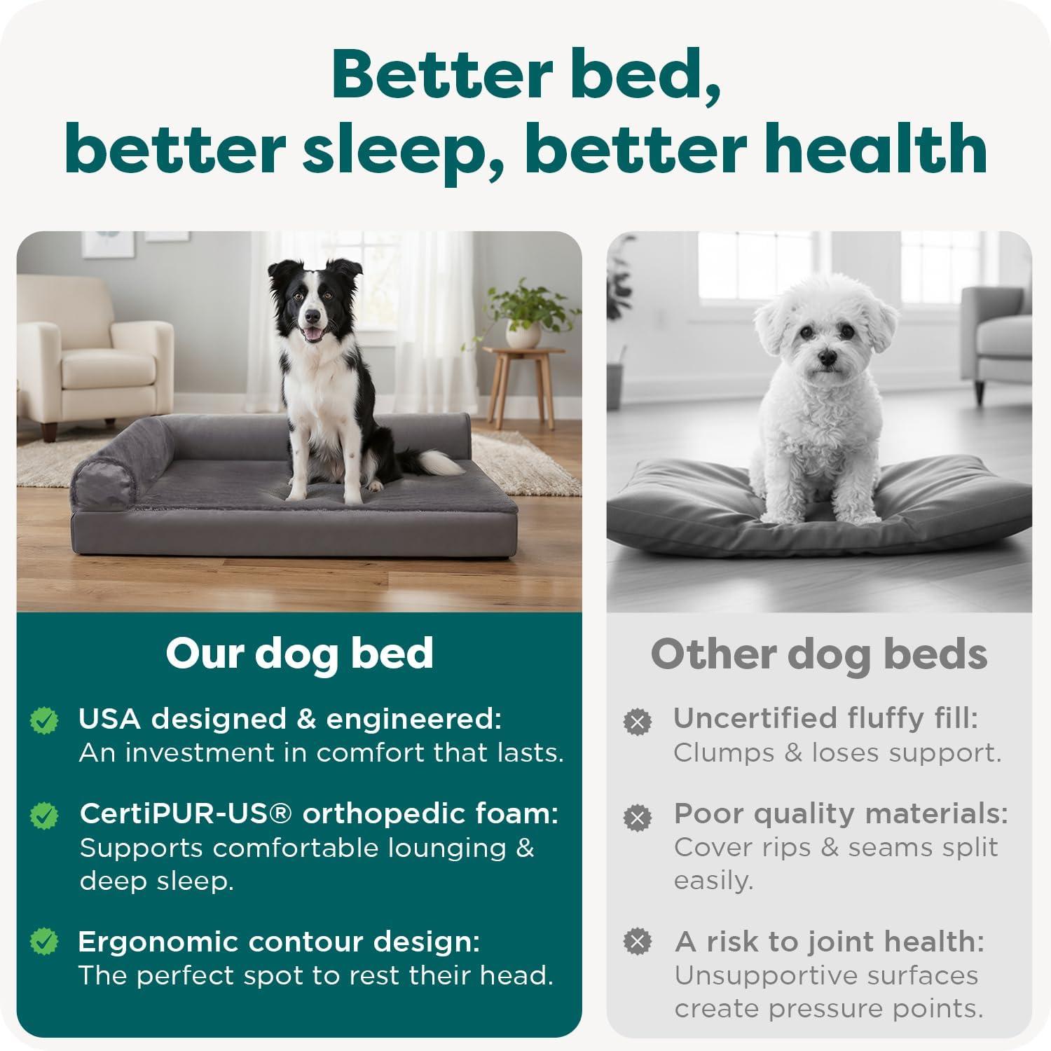 imageFurhaven Orthopedic Dog Bed for Large Dogs w Removable Bolsters ampamp Washable Cover For Dogs Up to 125 lbs Plush ampamp Velvet L Shaped Chaise Platinum Gray Jumbo PlusXXLPlatinum Gray